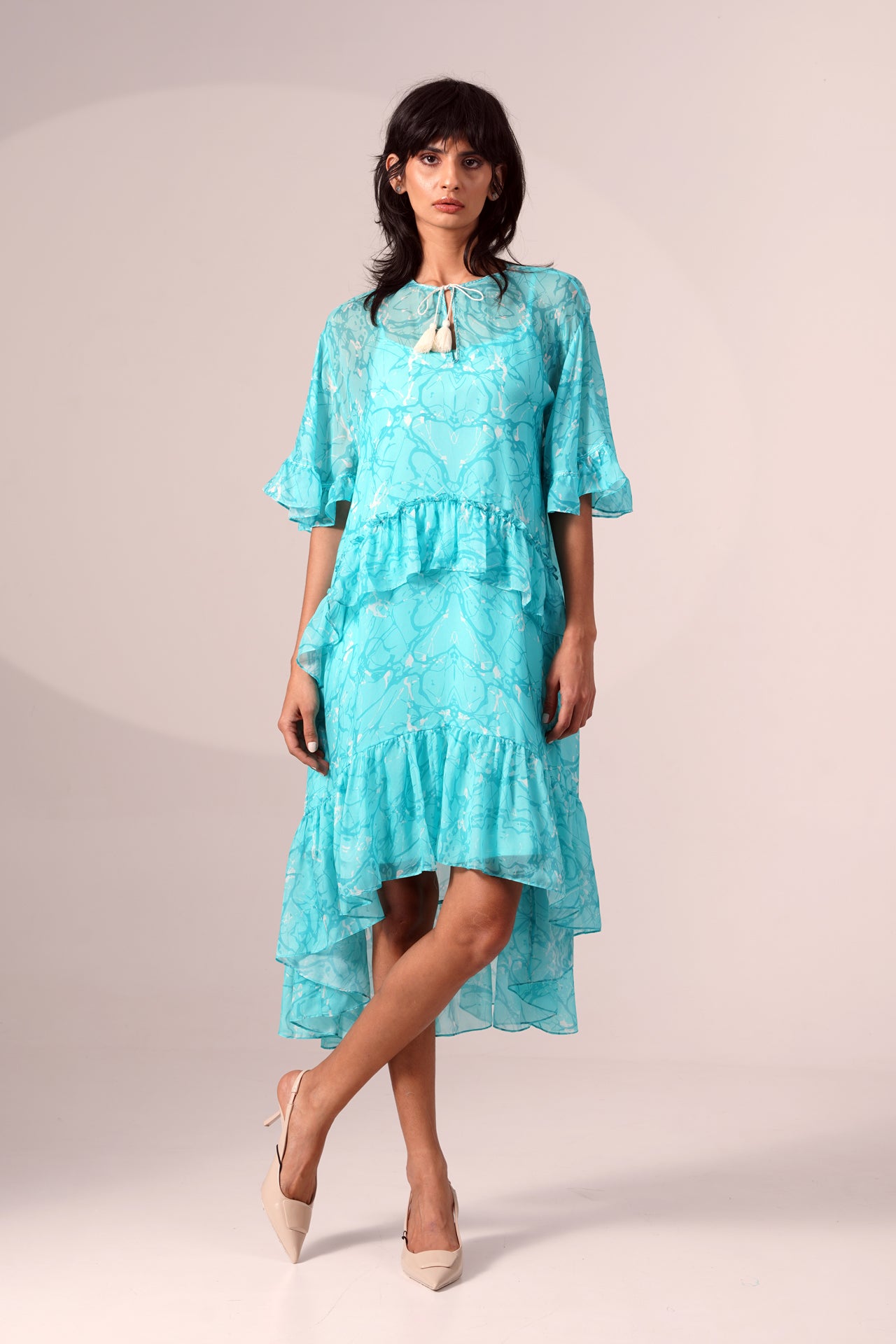 Celine - Invert Frill Dress With Slip