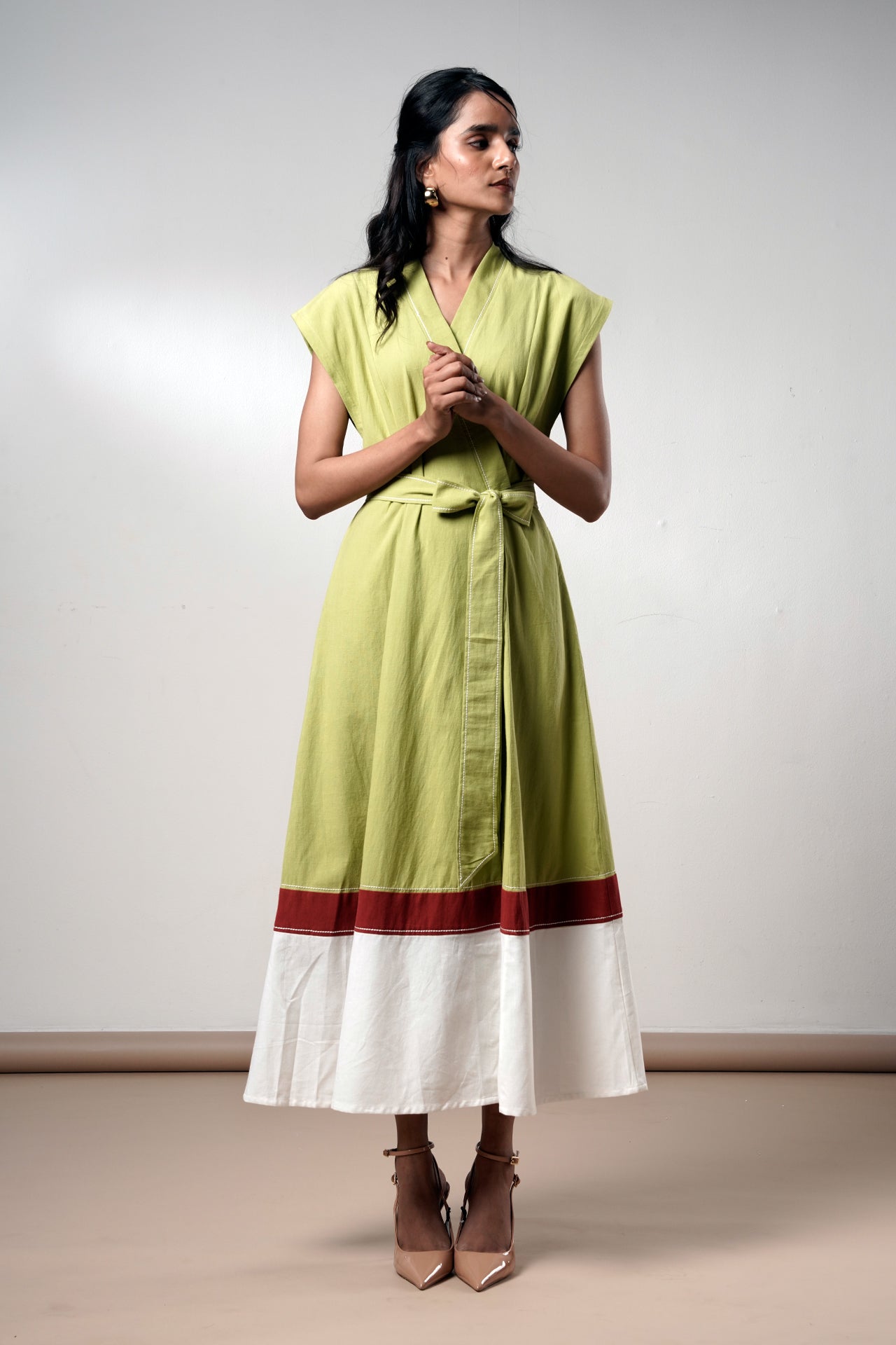 Rihana-olive-Flame Midi Dress