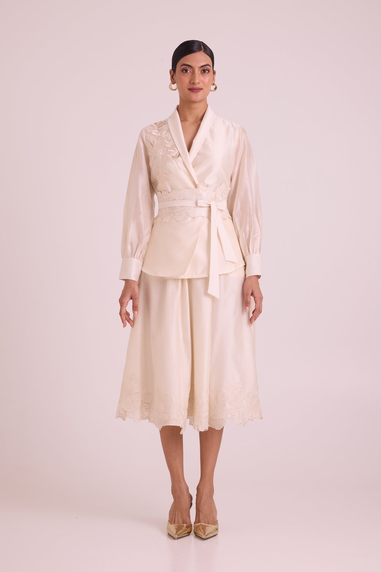 Murphy - Broach Wrap Top & Duchess Skirt