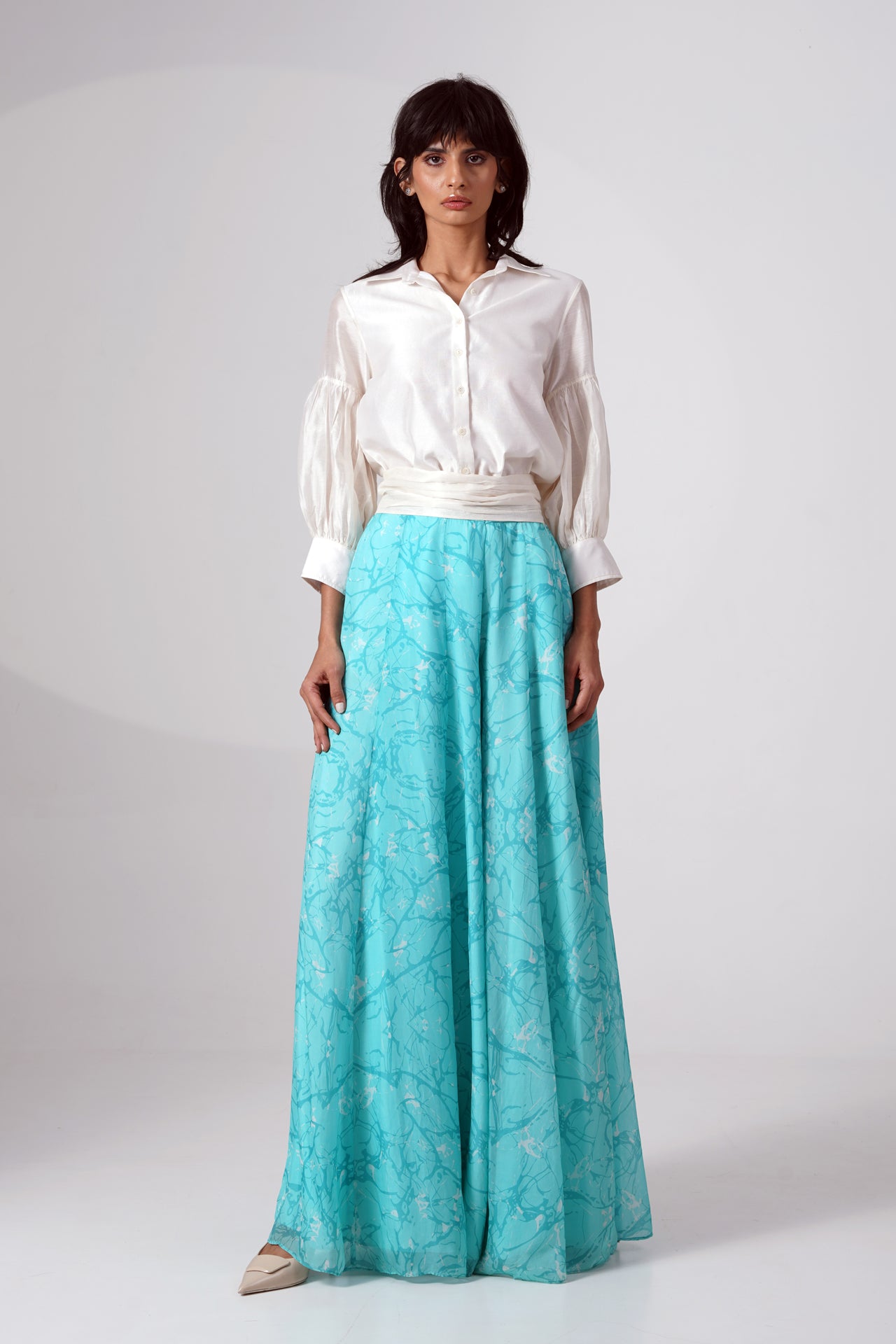 Melanie - Shirt Gathered Belt Divided Skirt