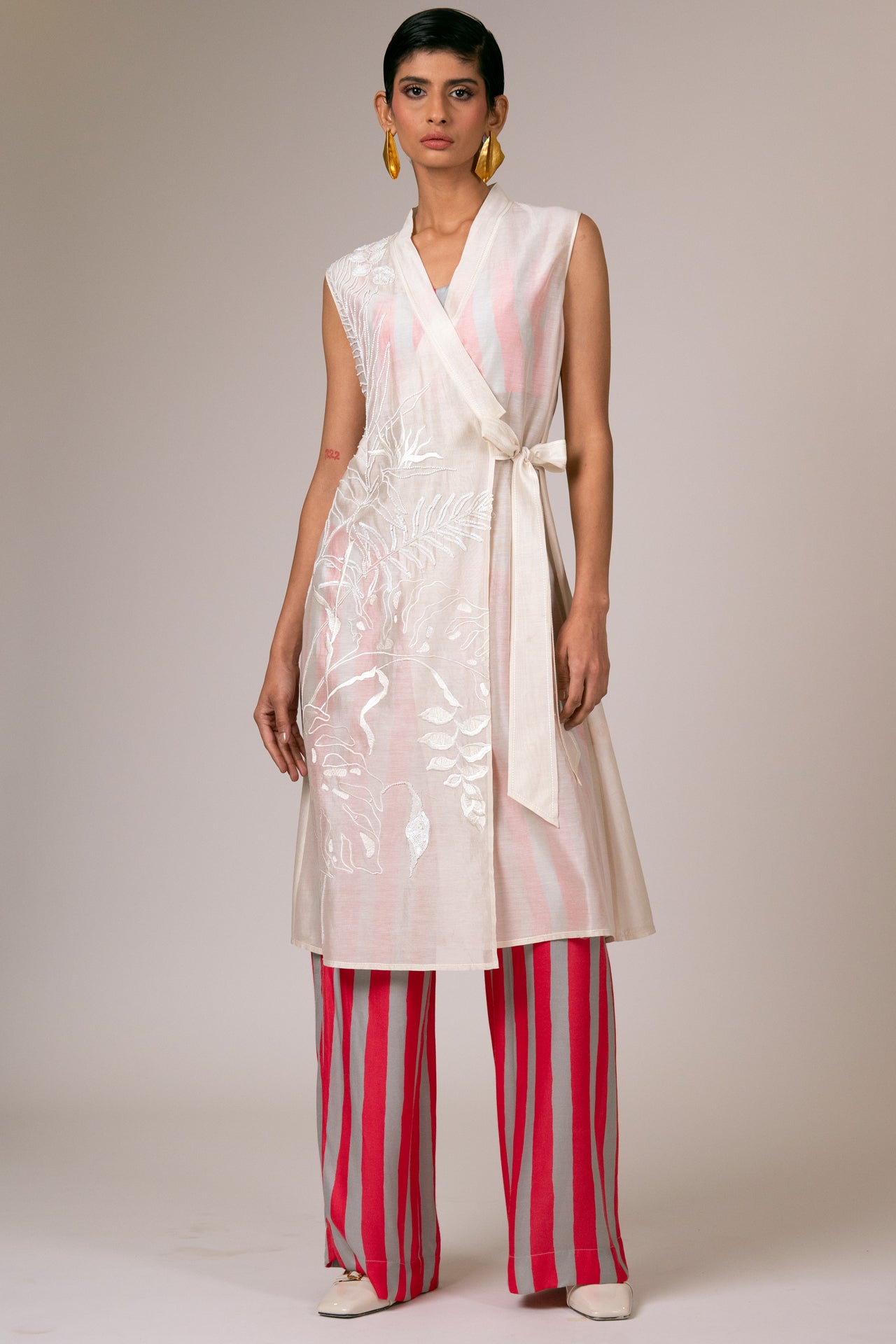 Sheer Wrap Dress, Bustier & Pants