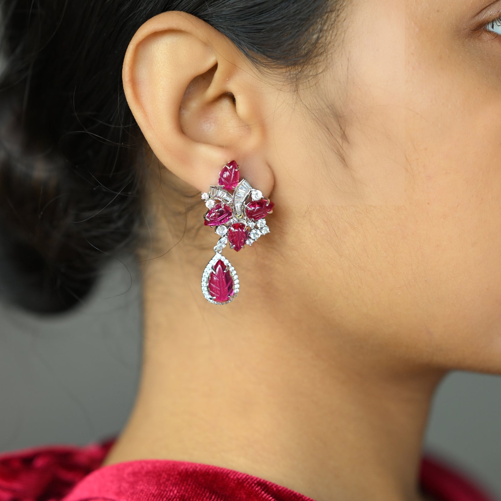 Pink Gemstone Drop Earrings