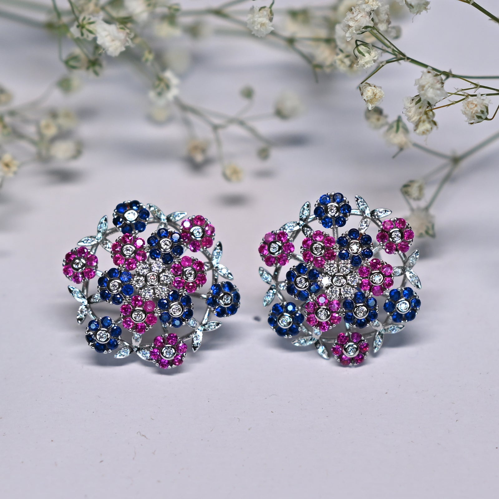 Ruby Blue Zircon Studs