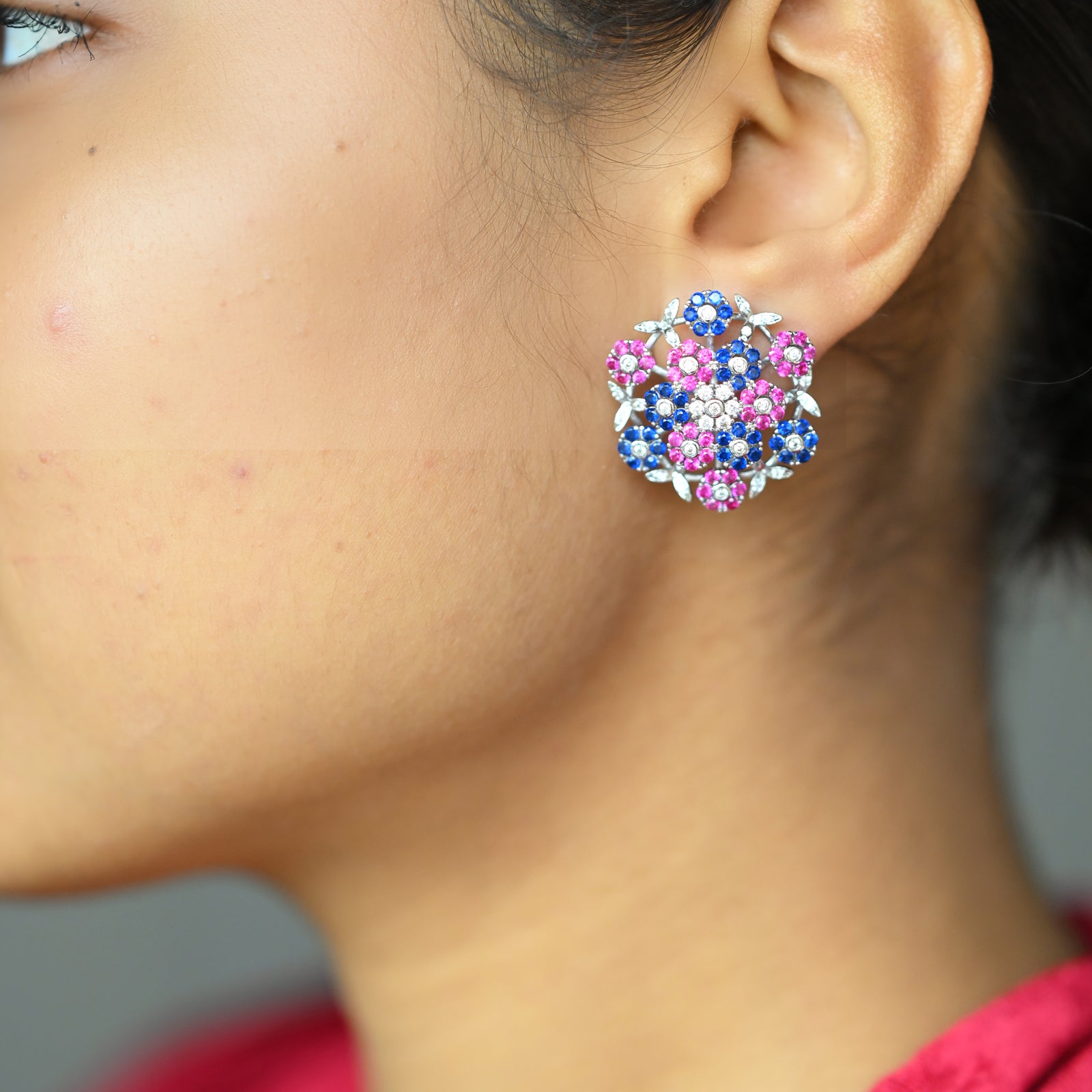 Ruby Blue Zircon Studs