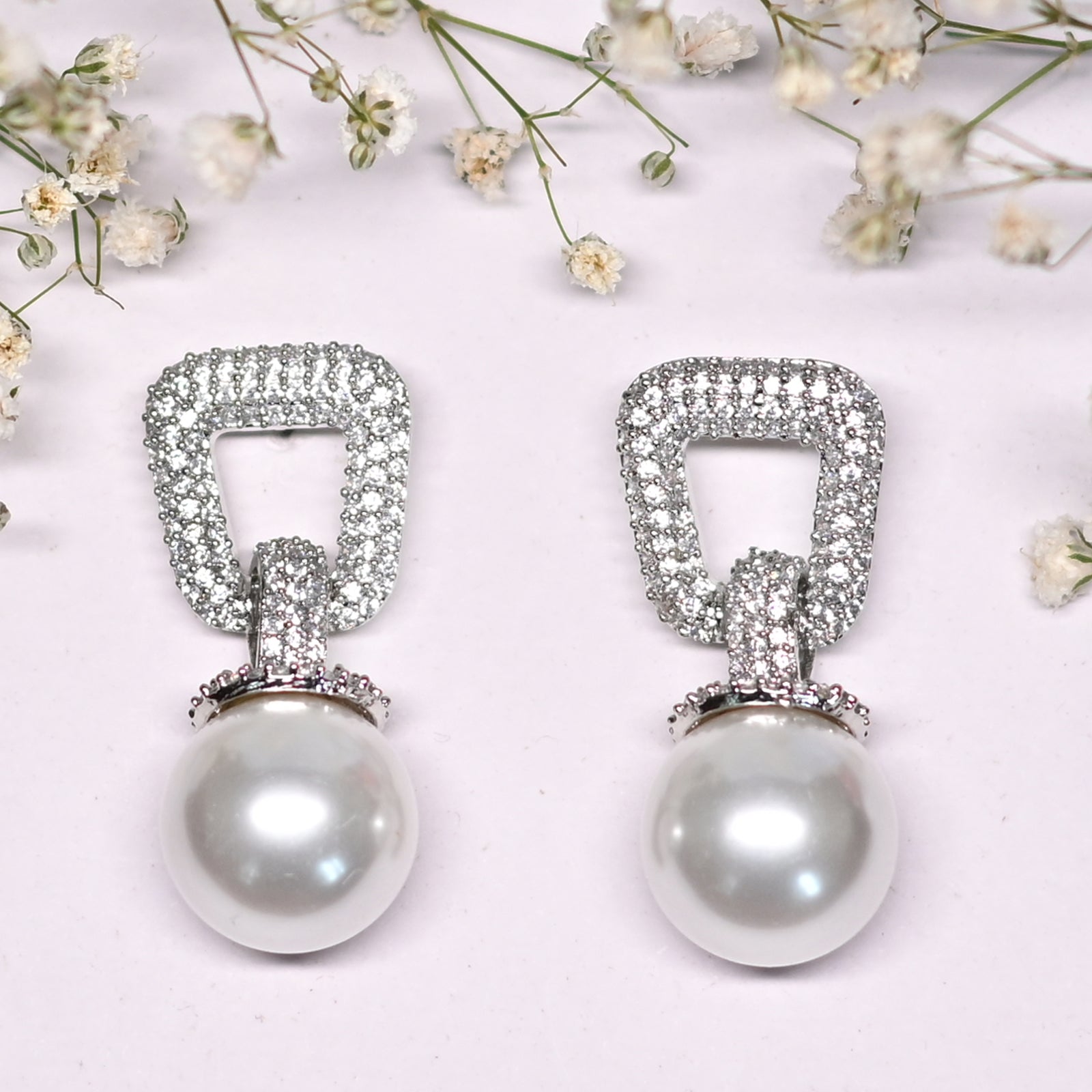 Sterling Cubic Pearl Drops