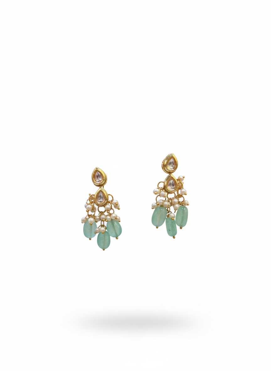 Moti Polki Cluster Earrings