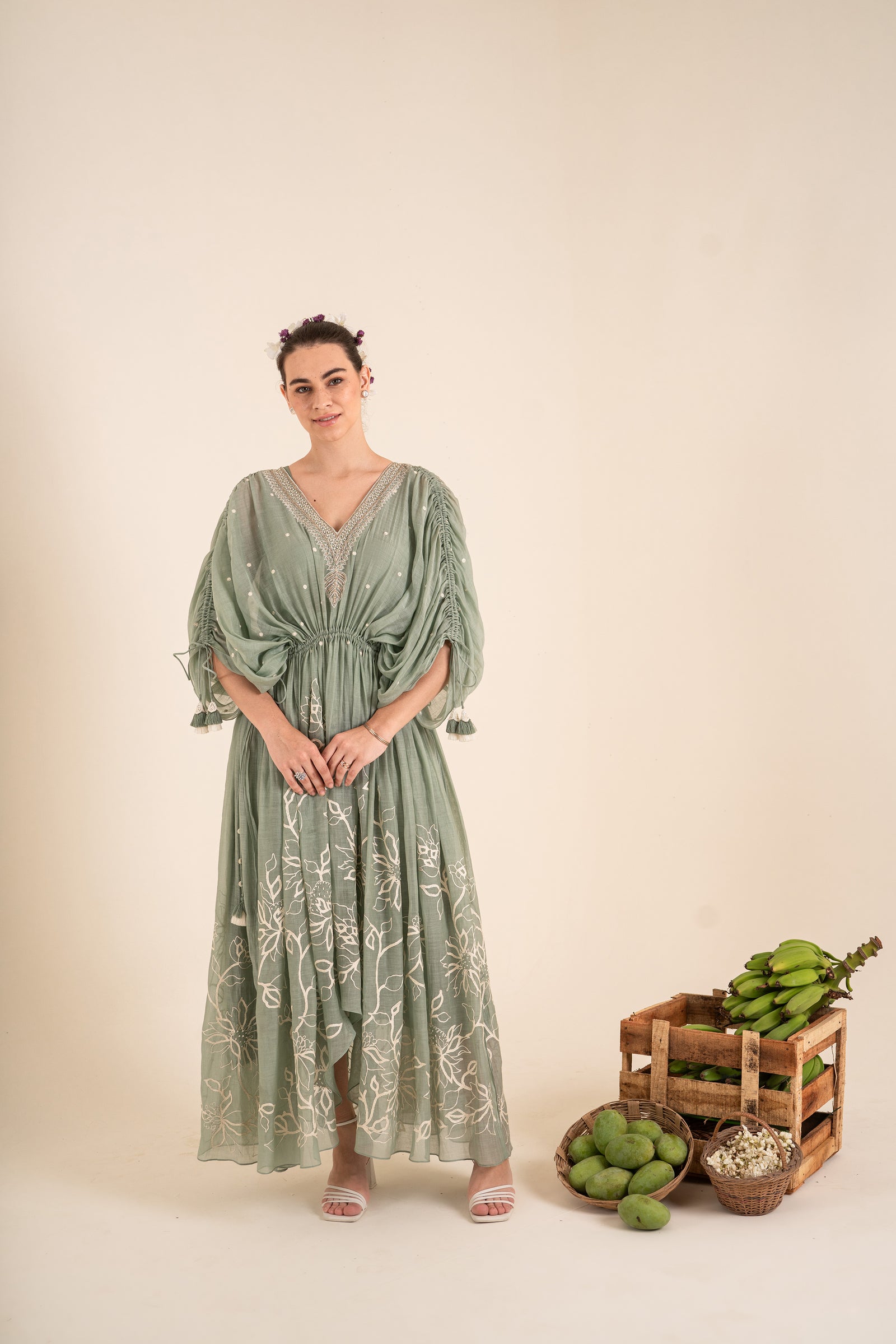 An Ocean Blue Tie Up Kaftan