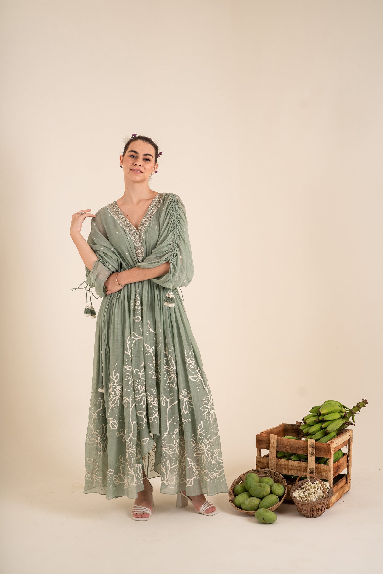 An Ocean Blue Tie Up Kaftan