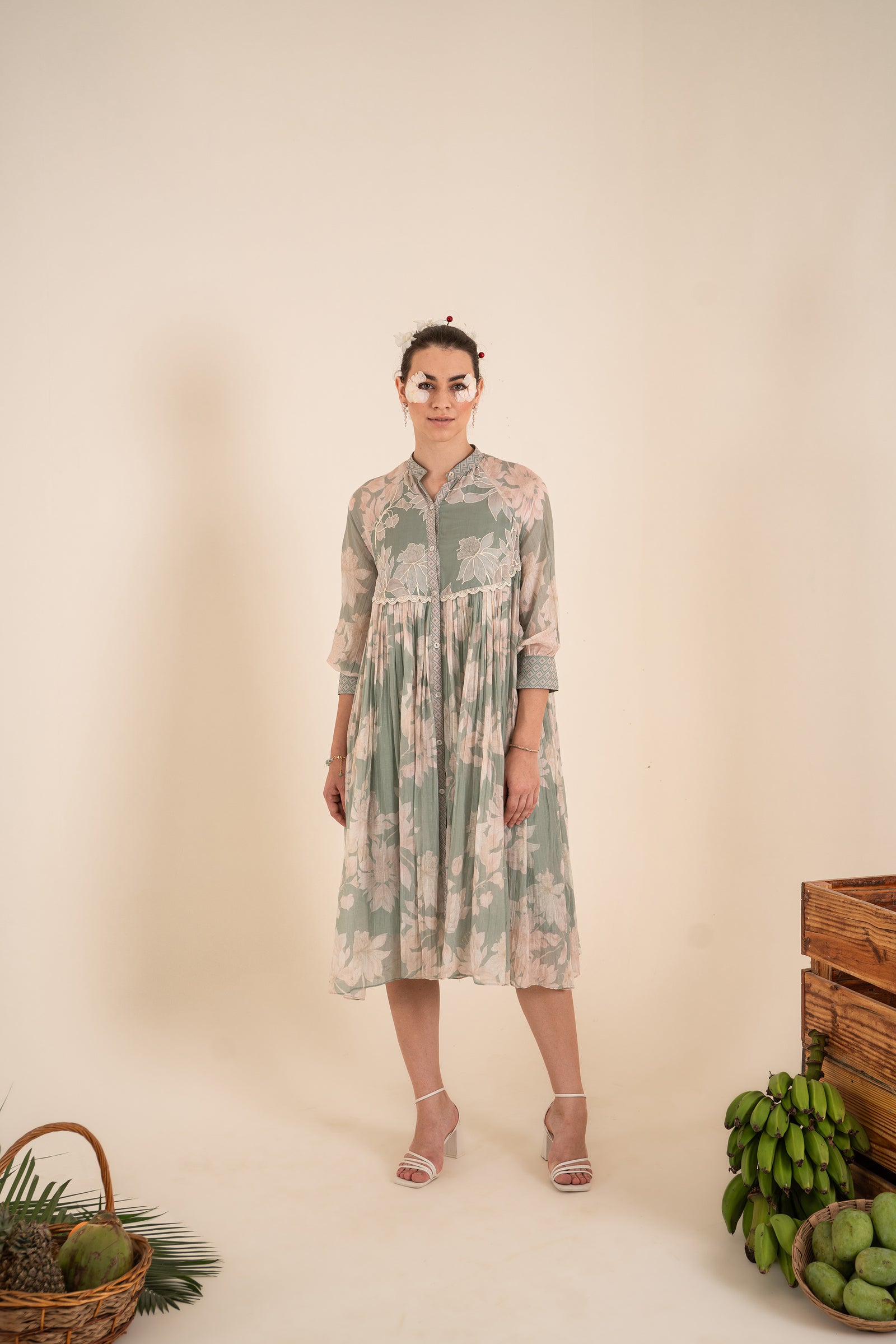 An Ocean Blue Airy Dress Crafted In Malai Chanderi