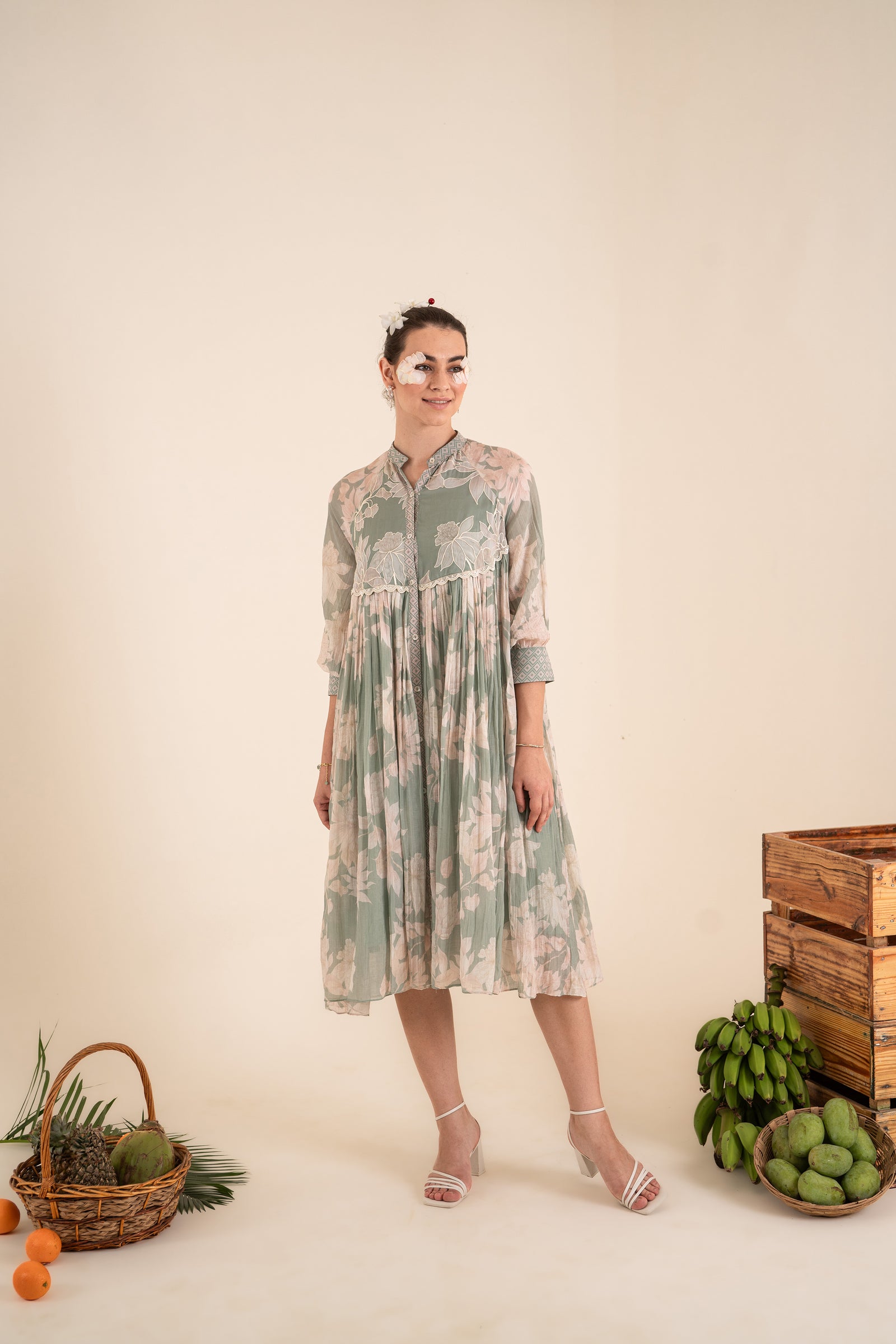 An Ocean Blue Airy Dress Crafted In Malai Chanderi