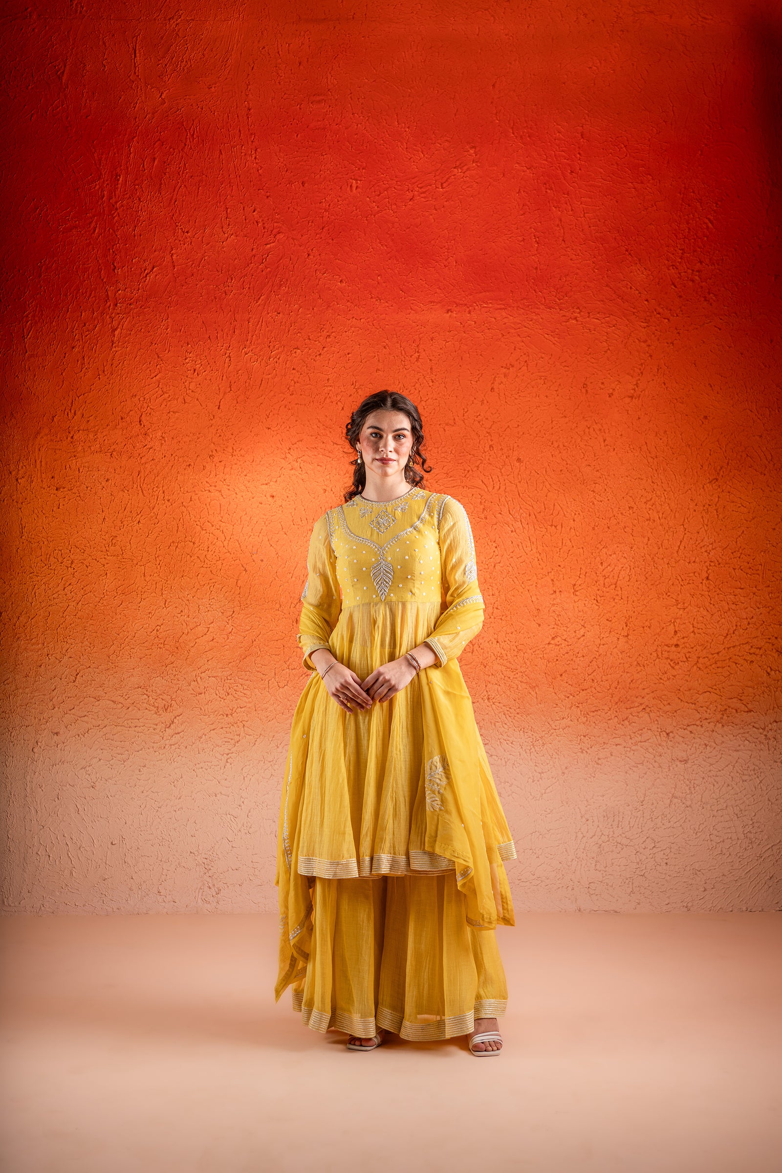 A Corn Yellow Anarkali Set