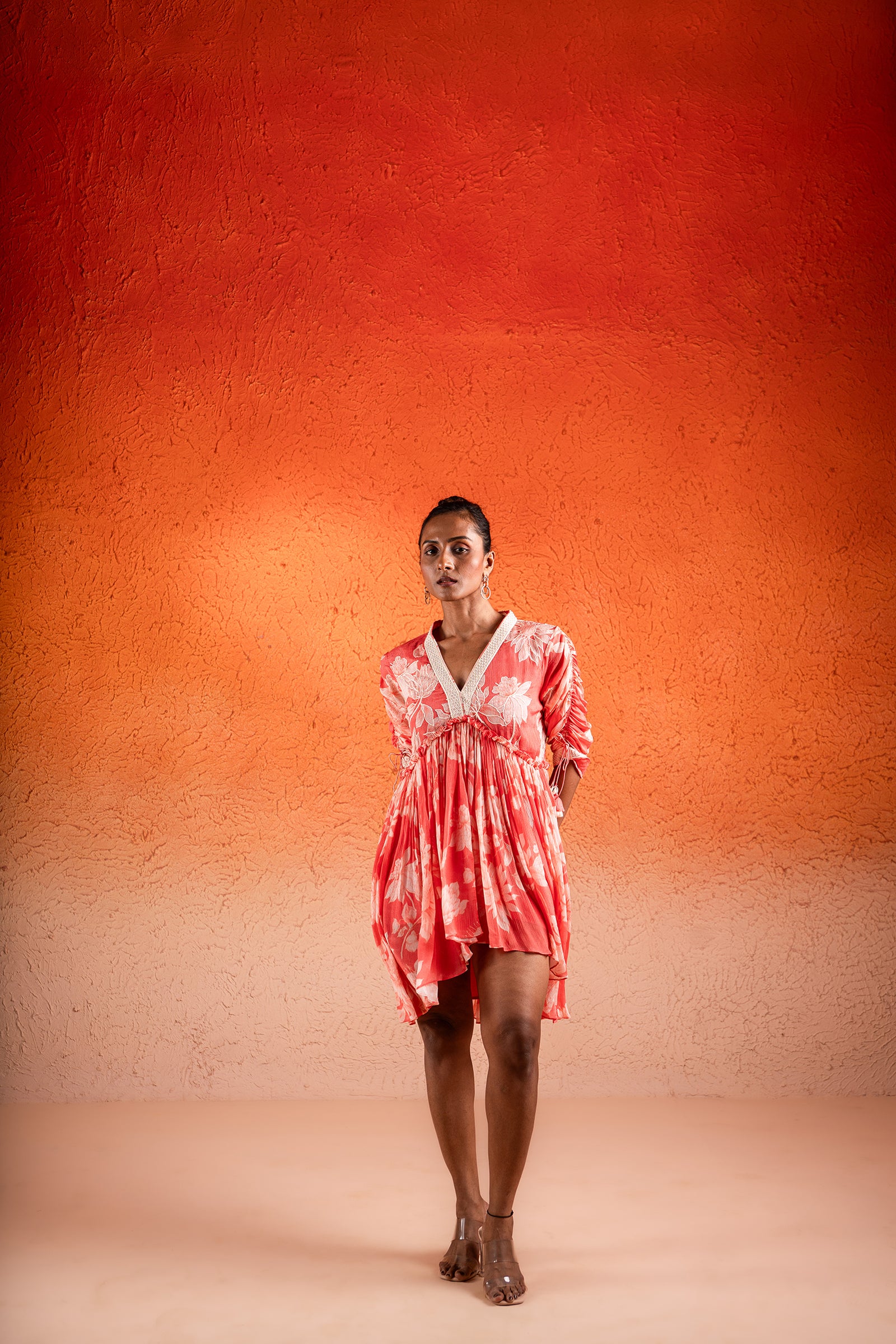 A Georgia Peach V Neck Dress