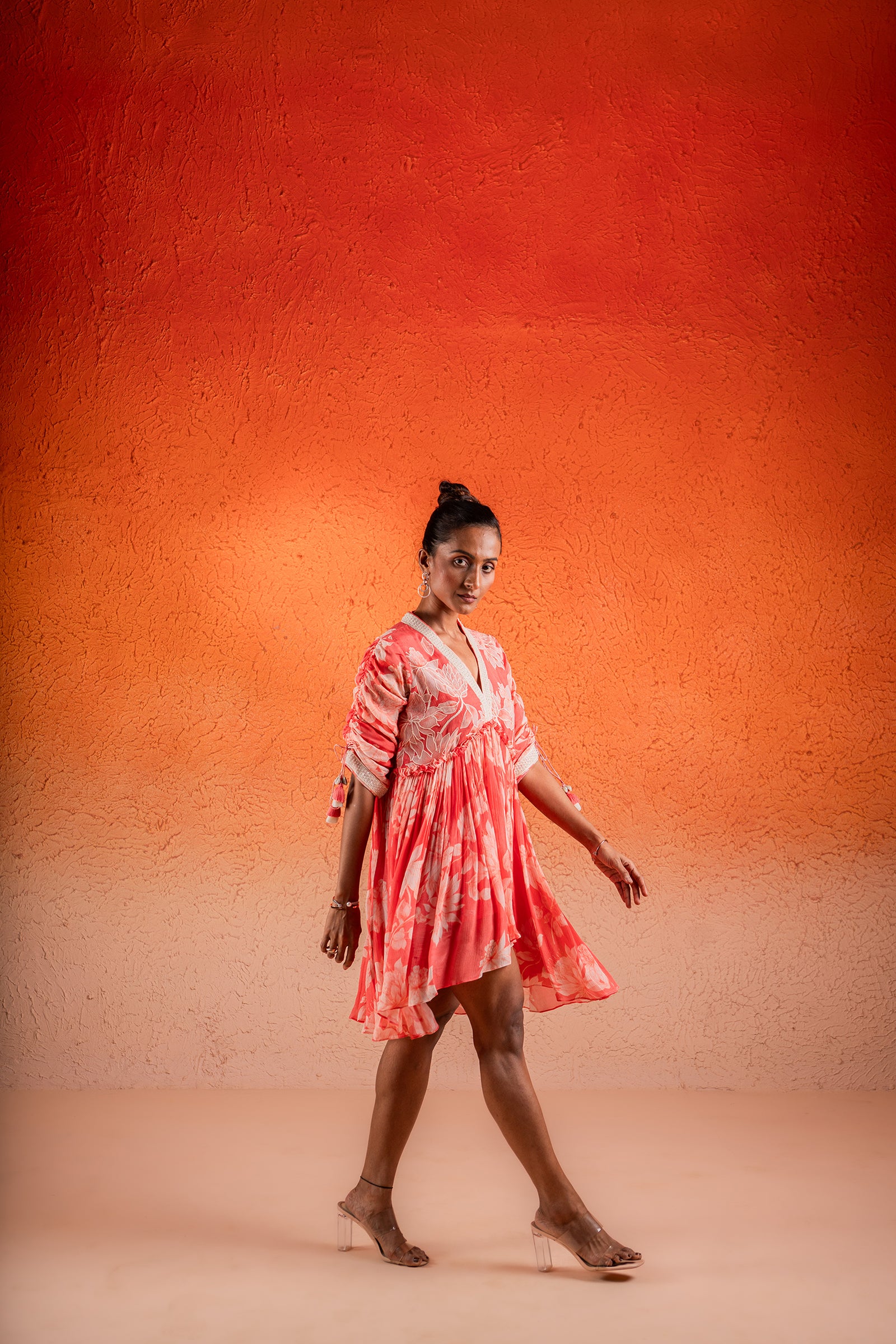 A Georgia Peach V Neck Dress