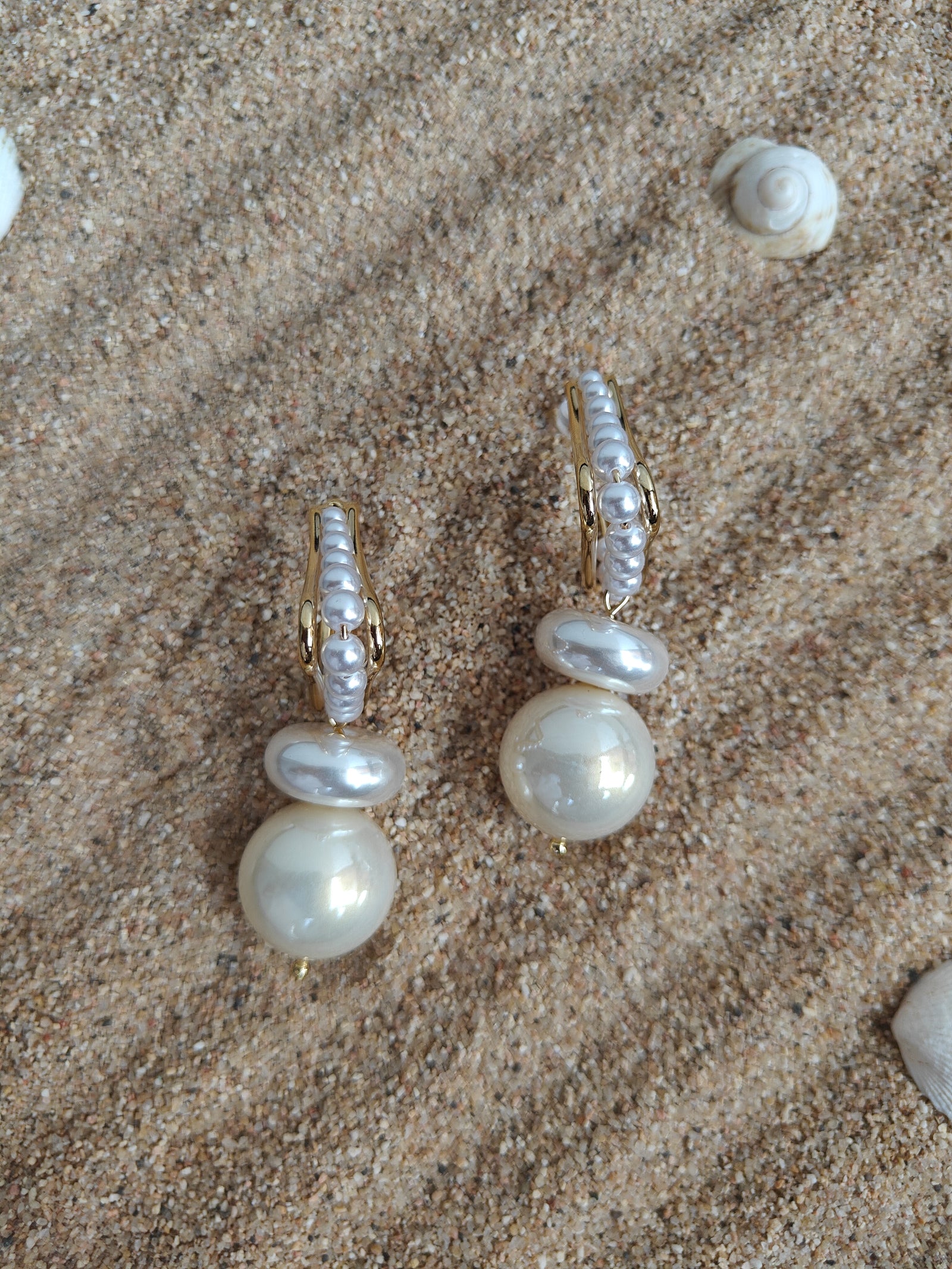18K Gold Tone Plated Pearl Earring