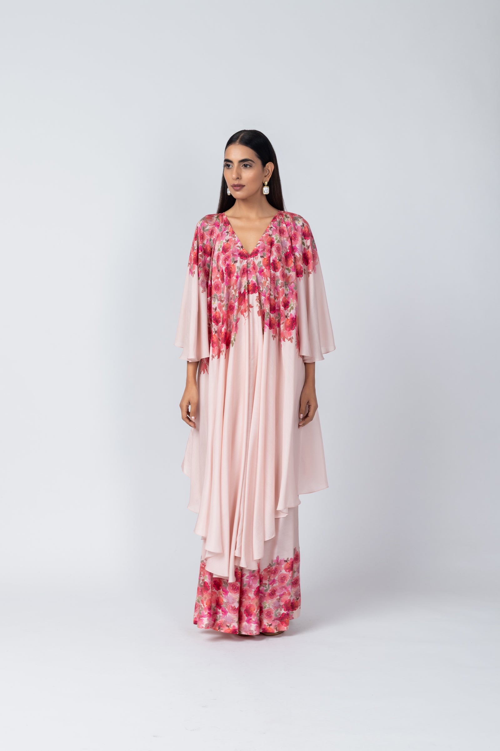Graceful Rose Print Tunic & Palazzo Set