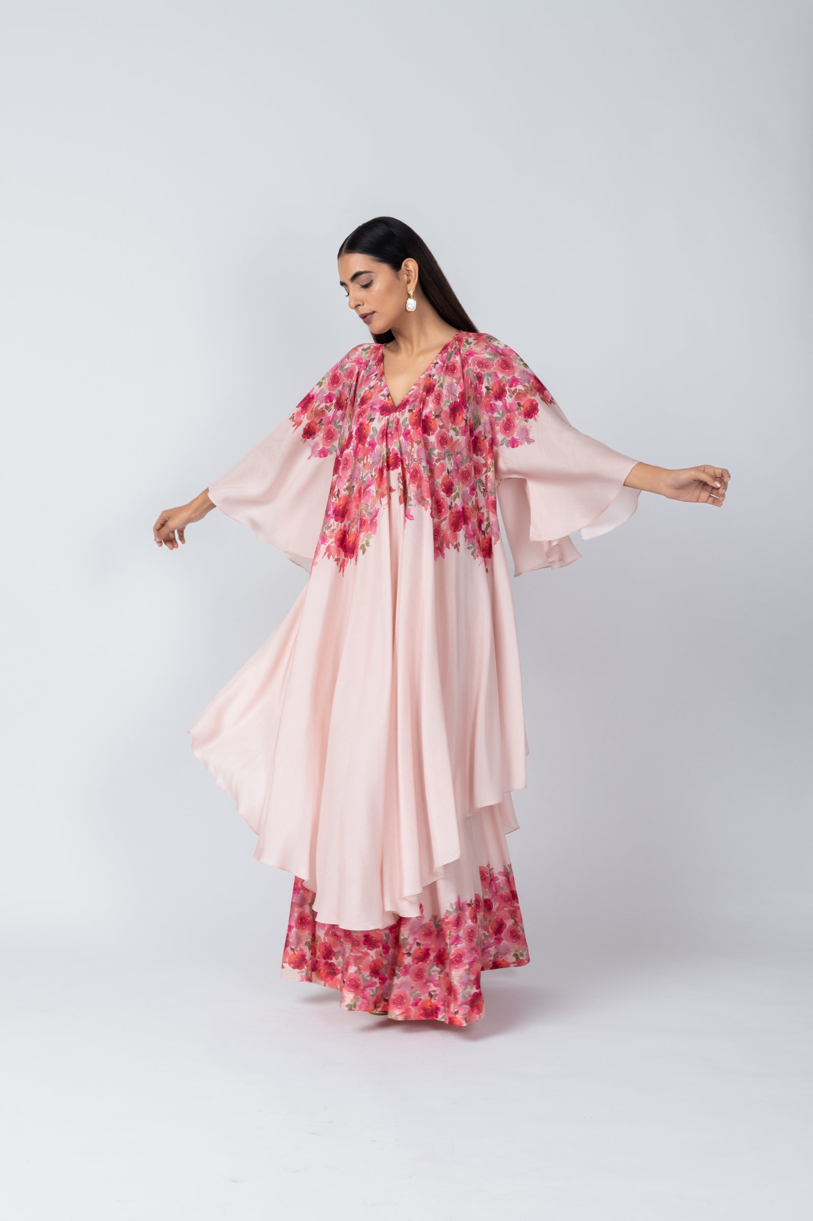 Graceful Rose Print Tunic & Palazzo Set