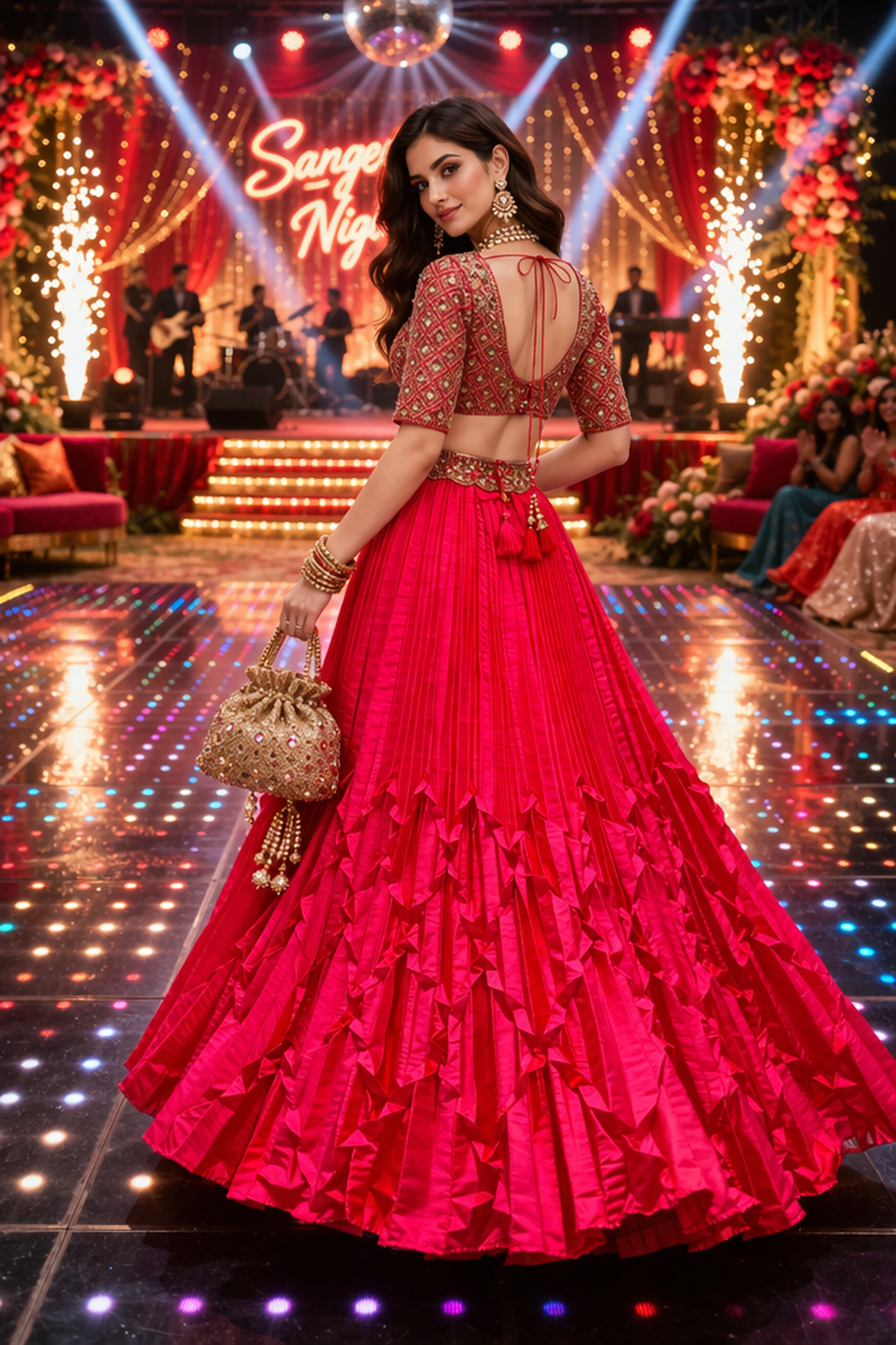 Gunmetal Embellished Luxury Pink Lehenga Set