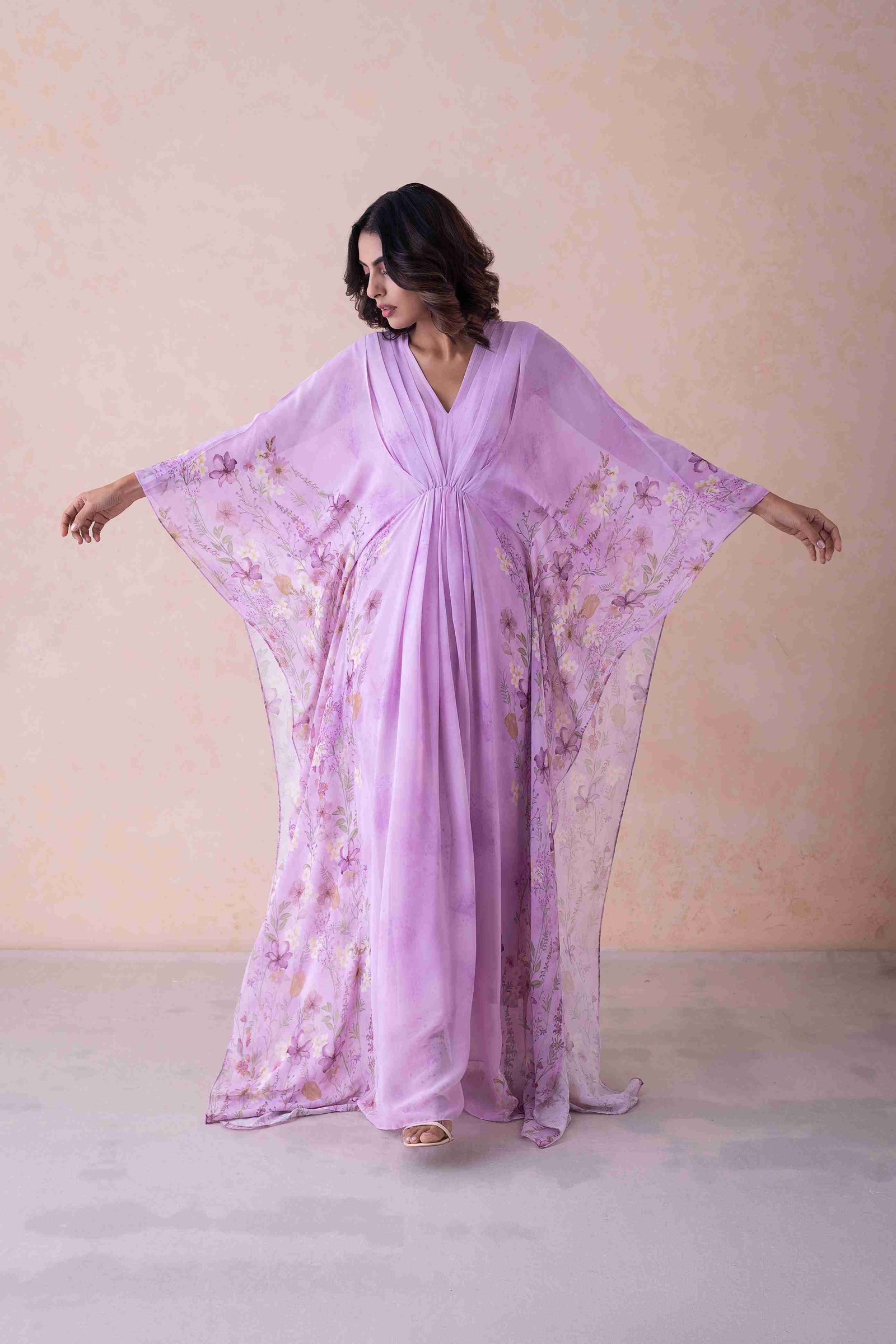 Ethereal Lavender Floral Kaftan Ensemble