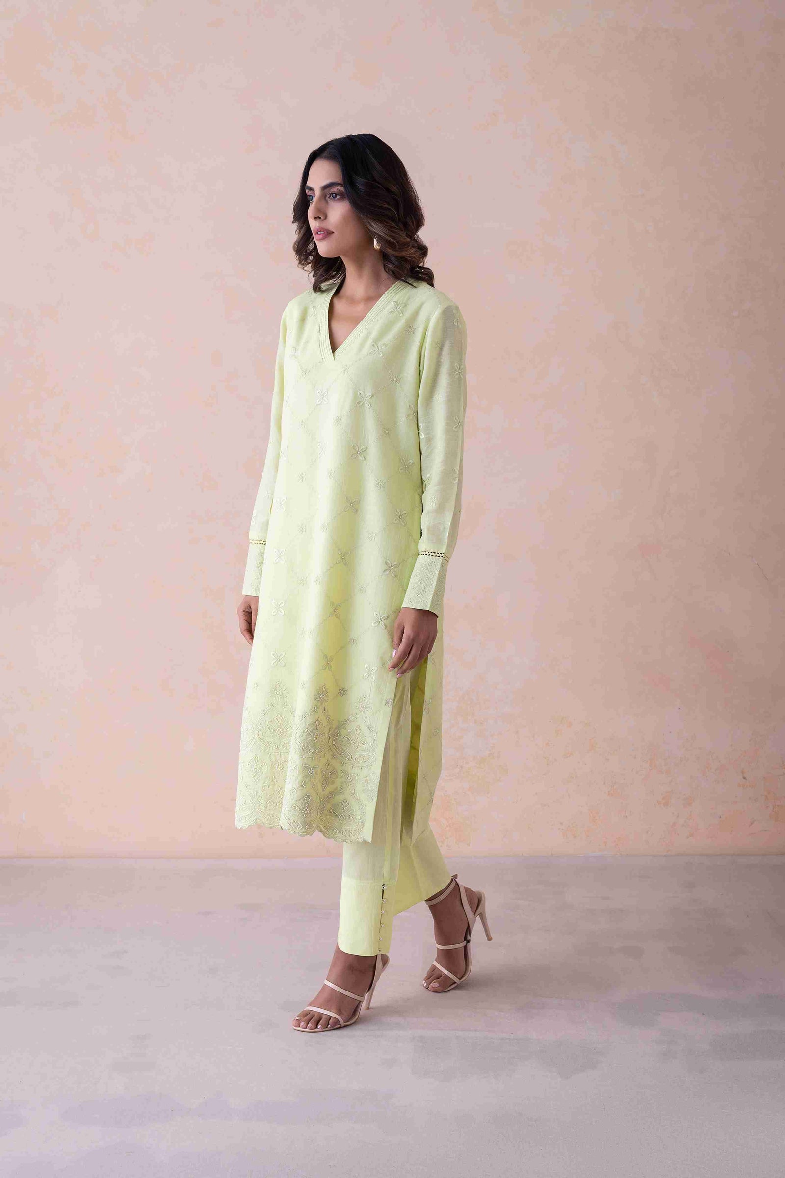 Lime Glow Embroidered Set