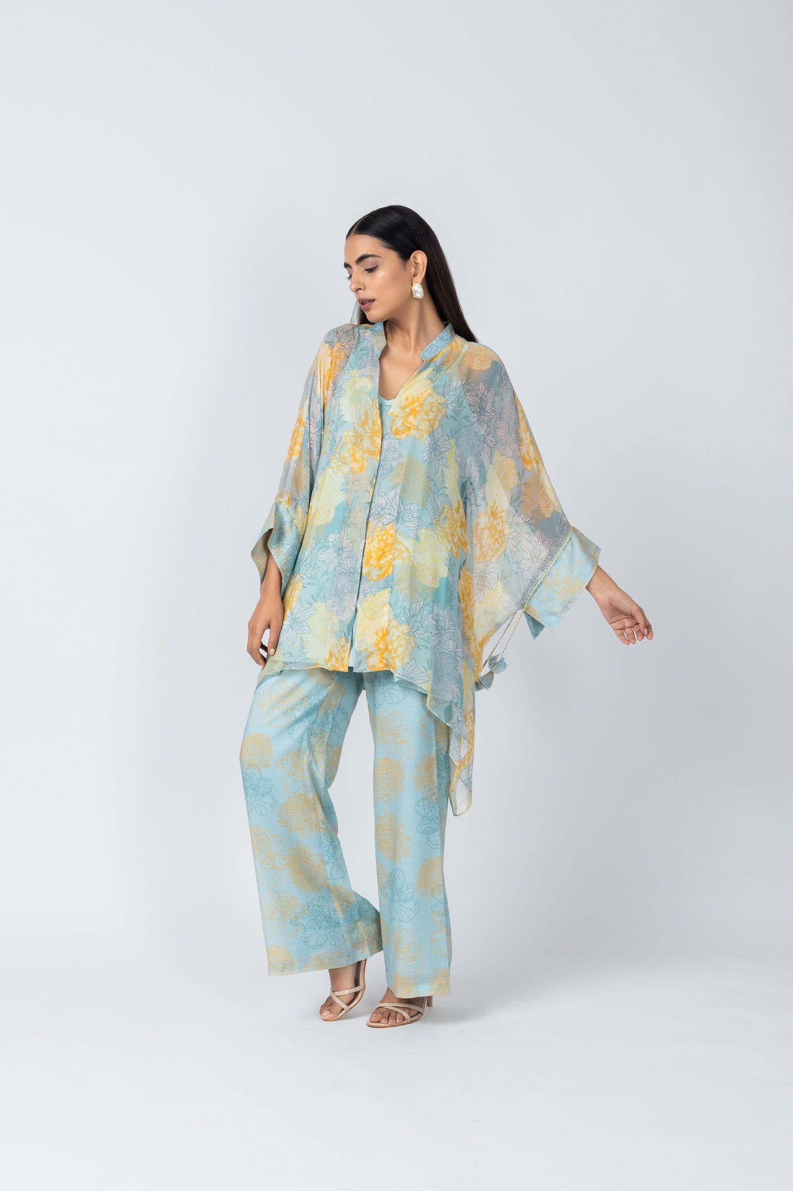 Blue & Yellow Floral Printed Co-ord Set