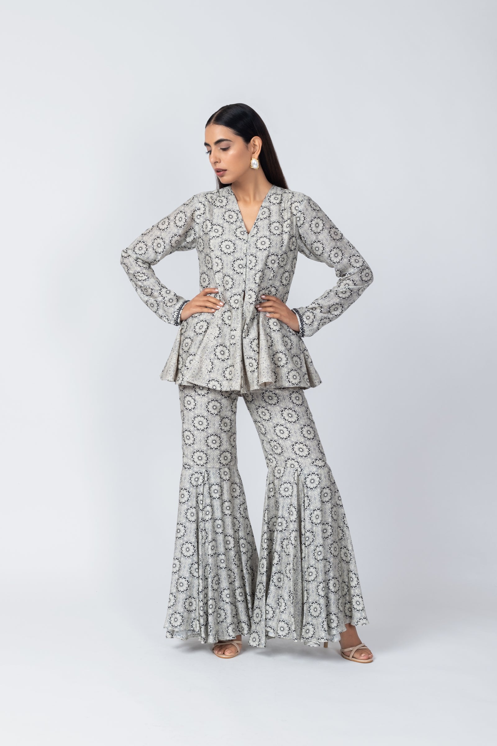 Printed Peplum Jacket & Matching Sharara