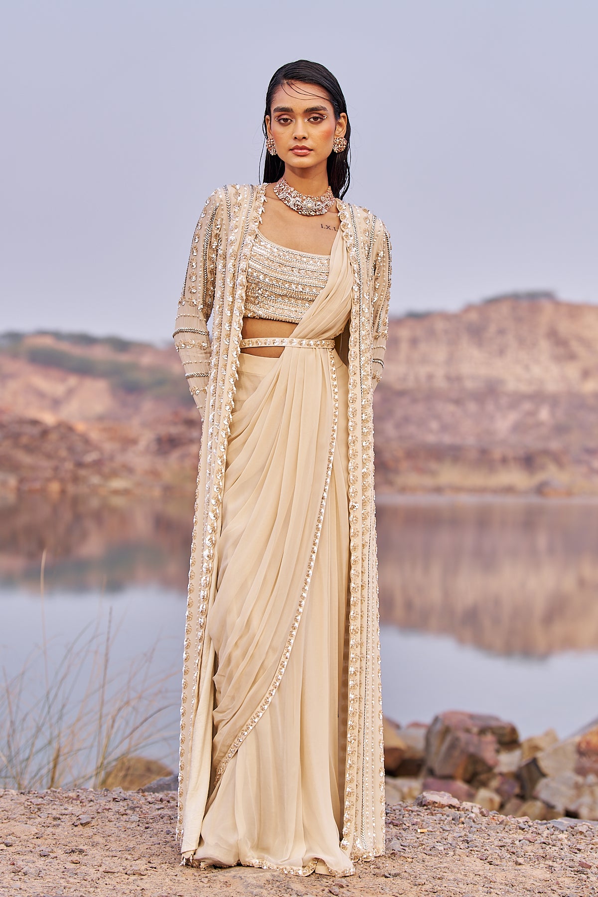 Jalsaa e gul bahar saree set