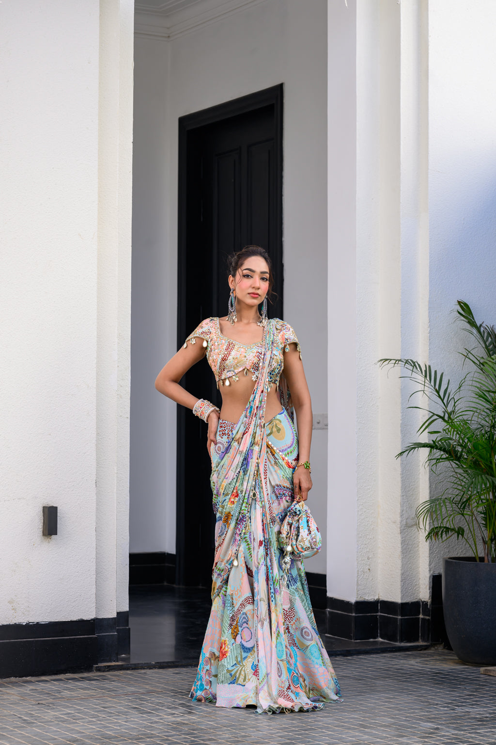 Gardenia Highlighted Saree