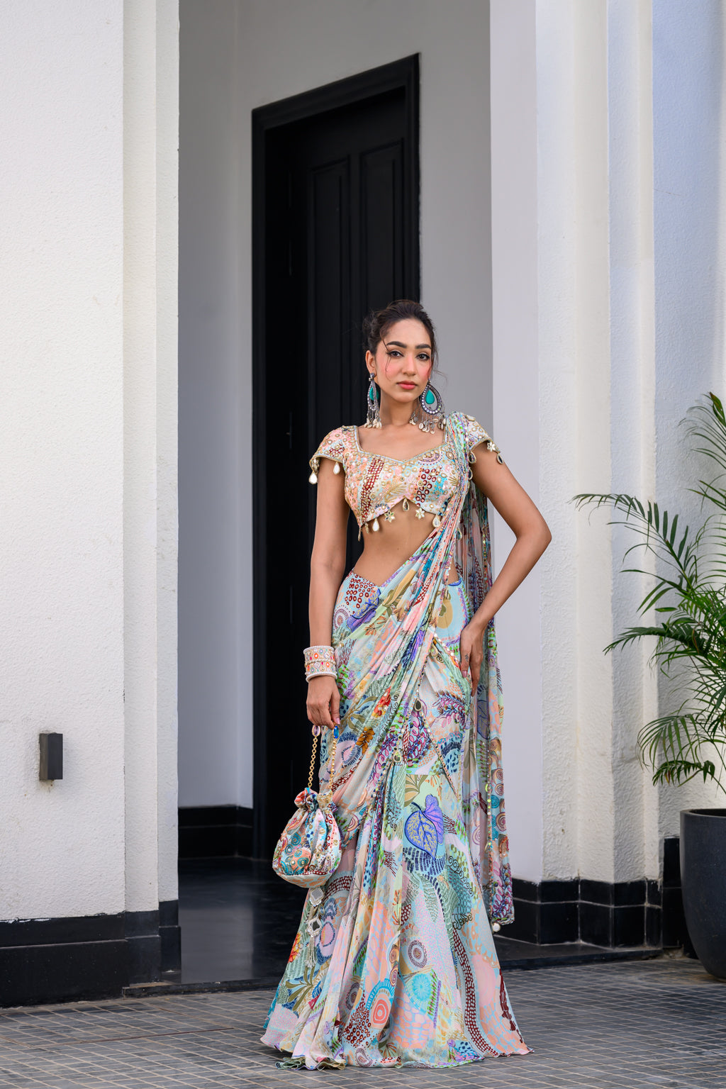 Gardenia Highlighted Saree