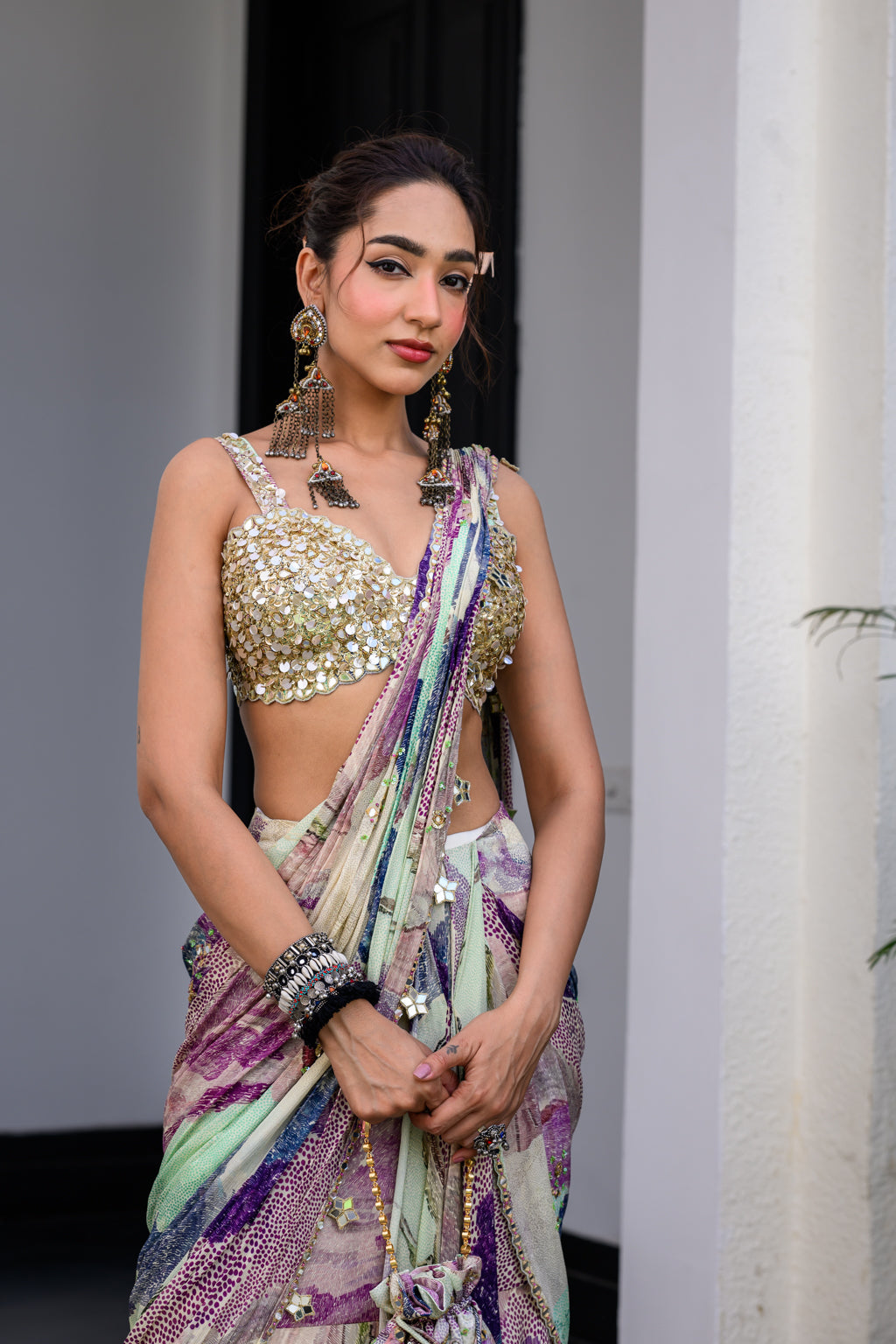 Eden H Saree Paidawn With Hand Emb Blouse