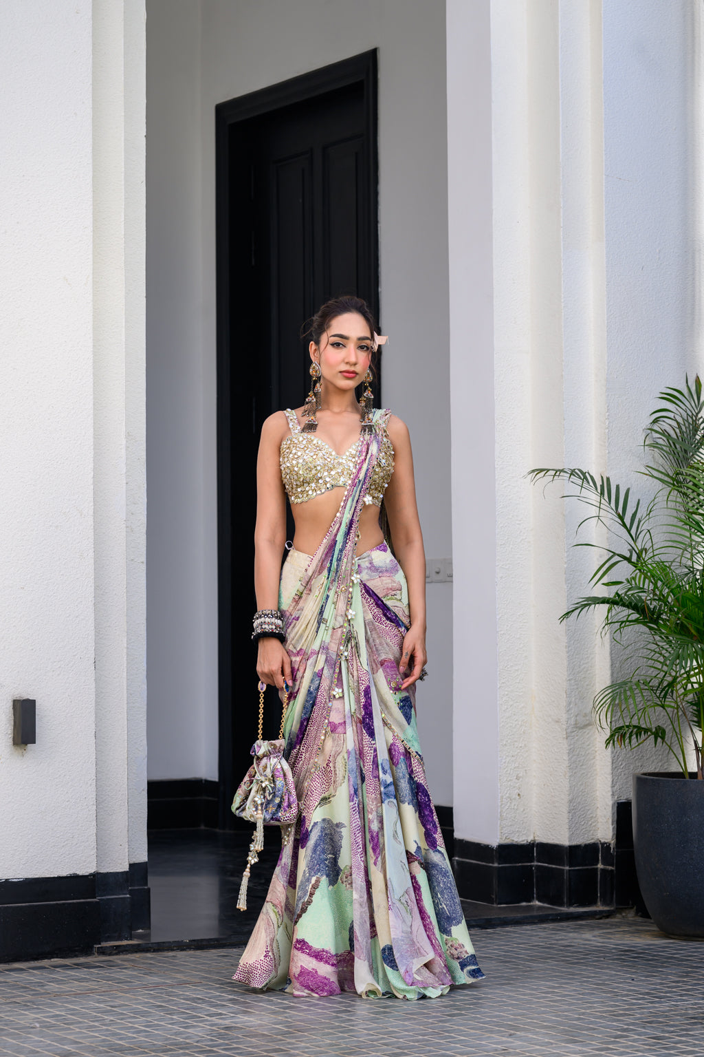 Eden H Saree Paidawn With Hand Emb Blouse