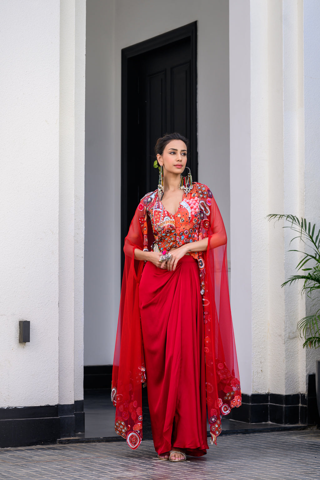 Dawn H Jacket And Dhoti Skirt Set Paidawn With H Apl Cape