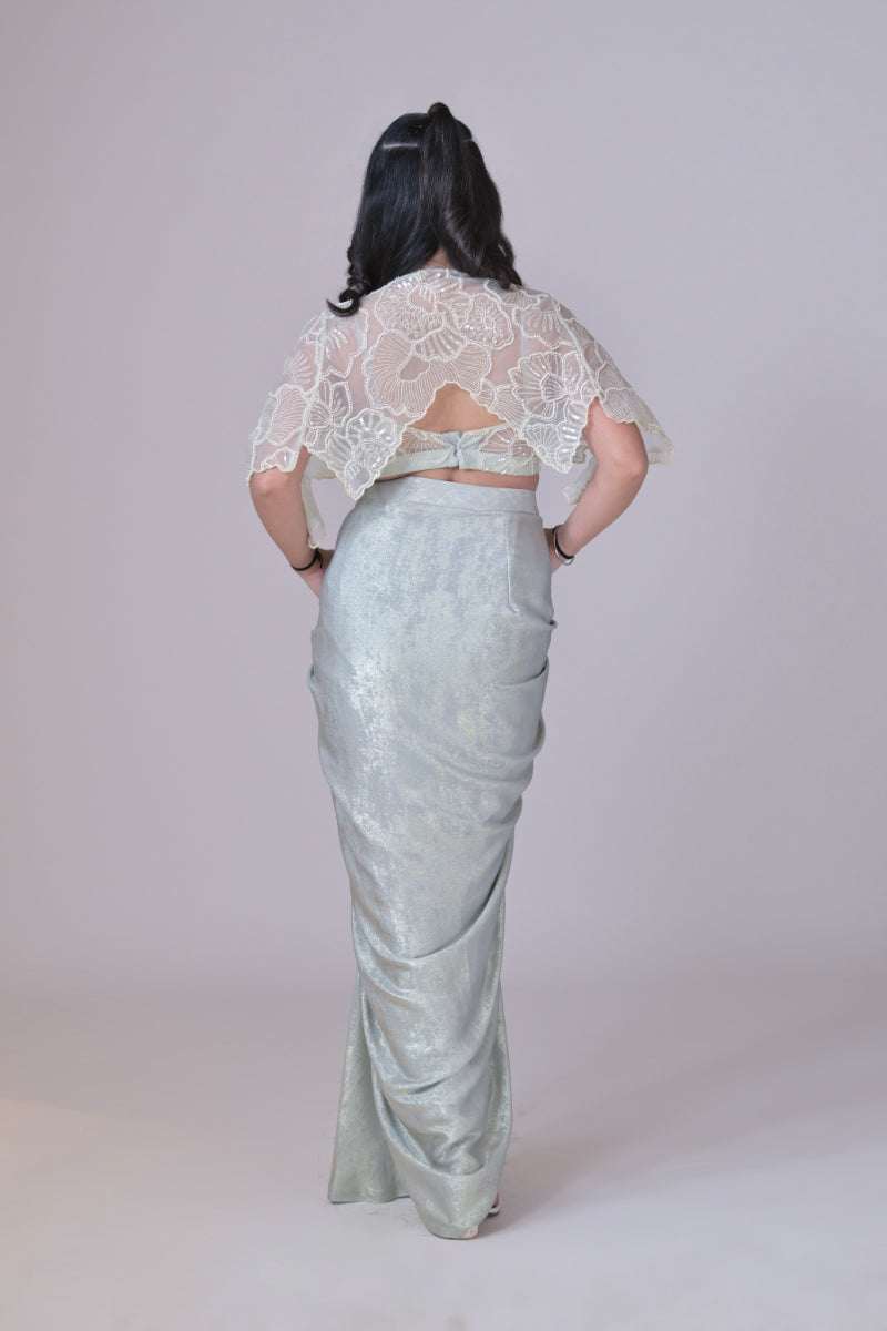 Busier Blouse and Skirt set with Short Cape