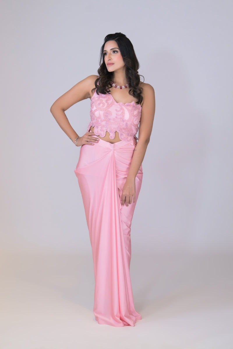 Organza Bustier and Drape Skirt Set