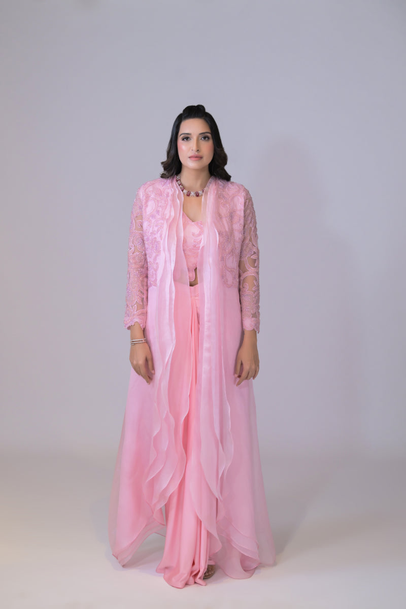 Organza Bustier and Drape Skirt Set