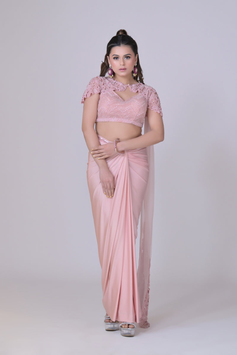Lycra Drape Saree Set