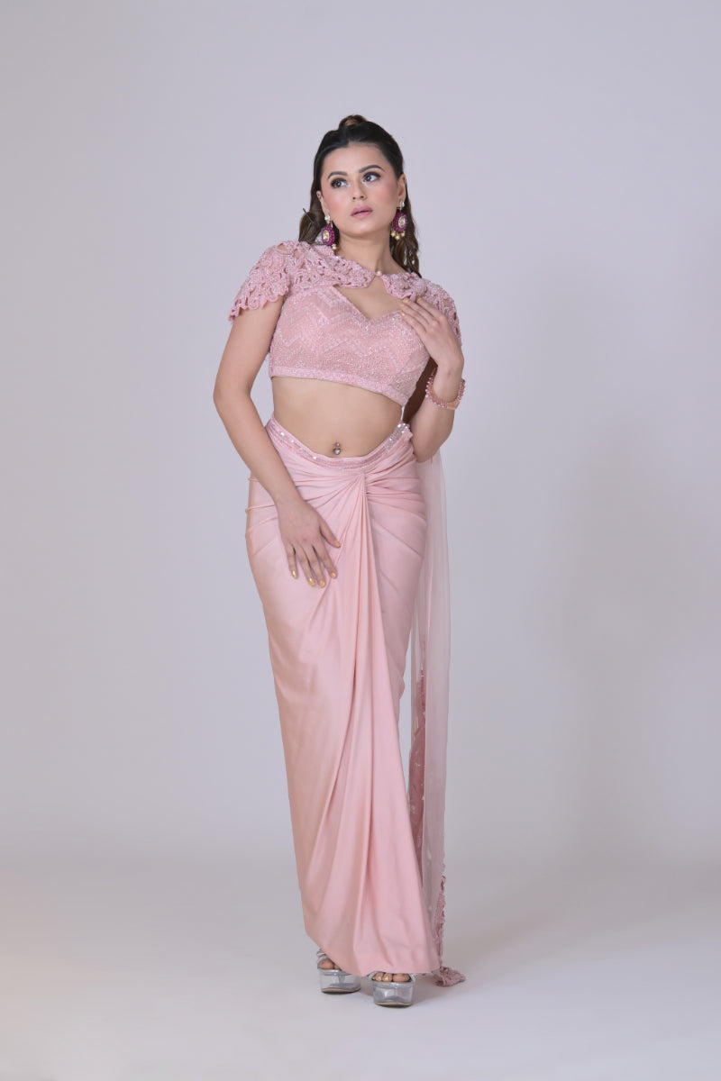 Lycra Drape Saree Set