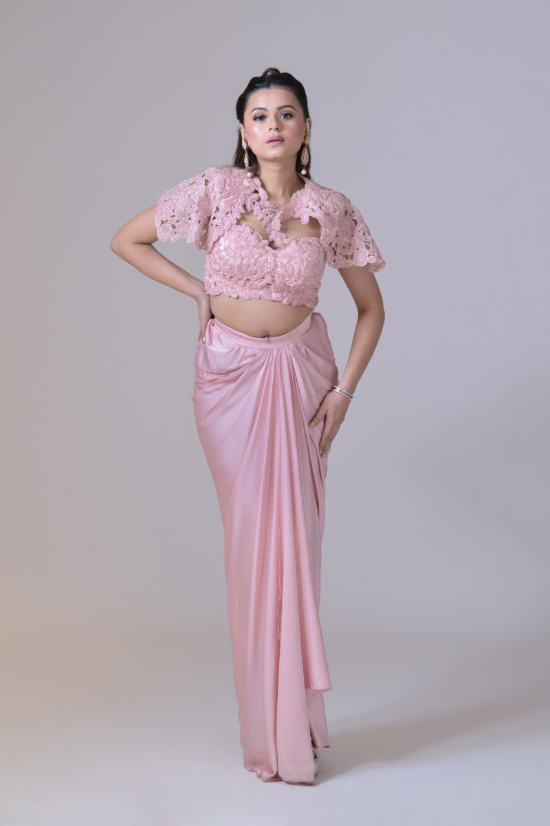 Organza Bustier and Drape Skirt Set