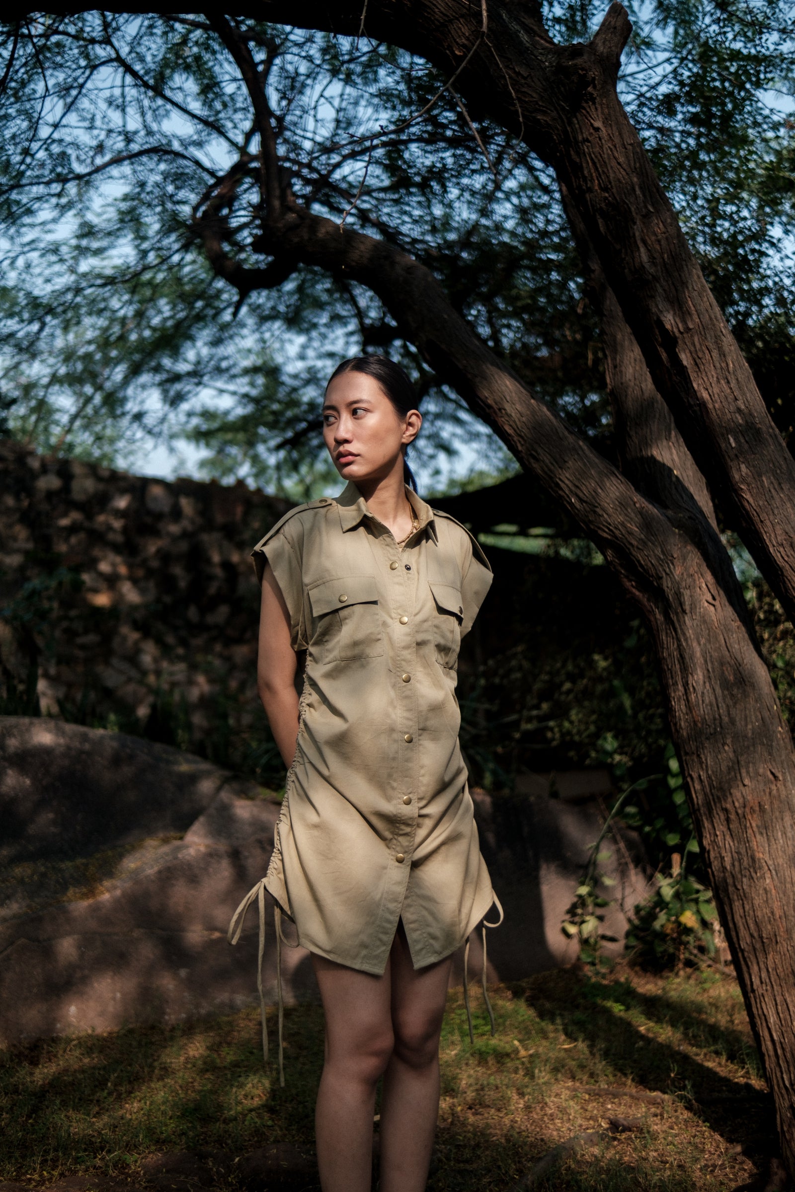 Sunrise gather shirt Solid