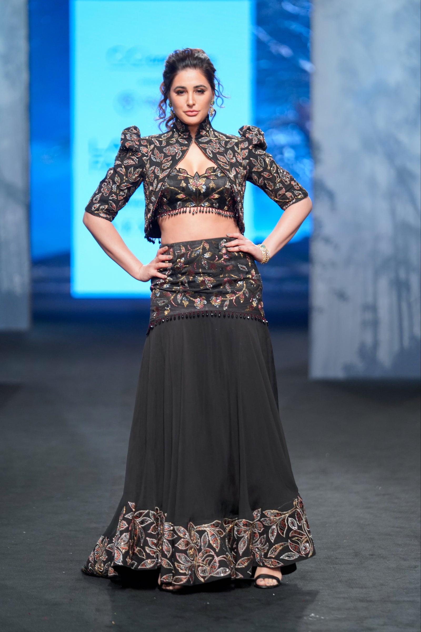 sable black fish tail skirt withblouse and jacket