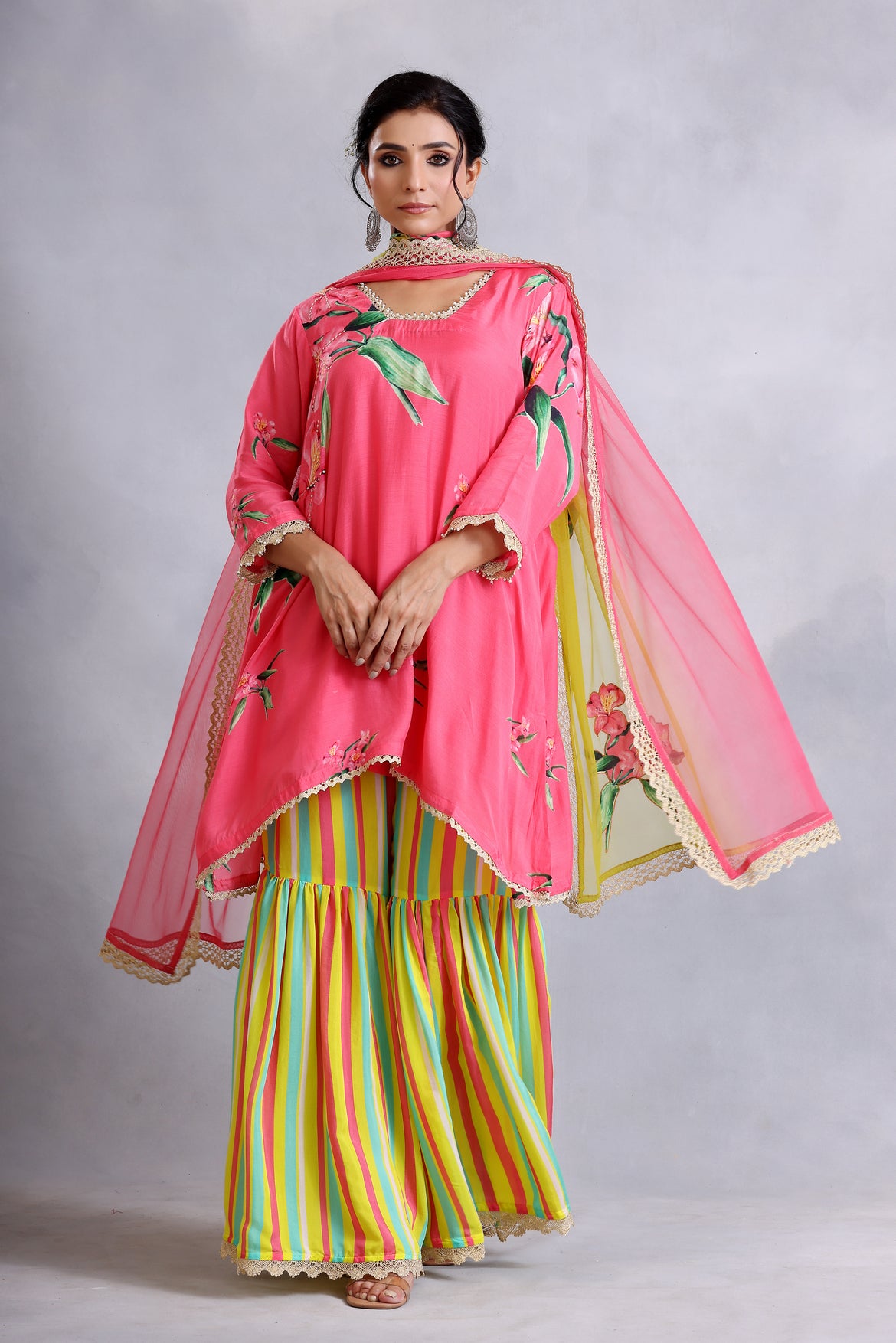 Coral pink short kurta
