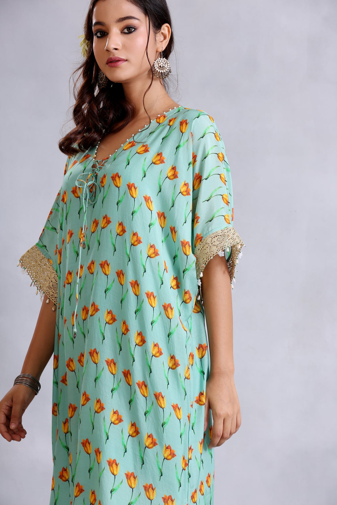 Sea green anti fit kurta