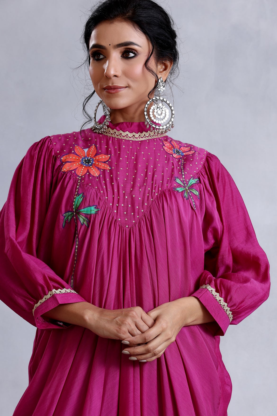 Burgandy drape kurta set