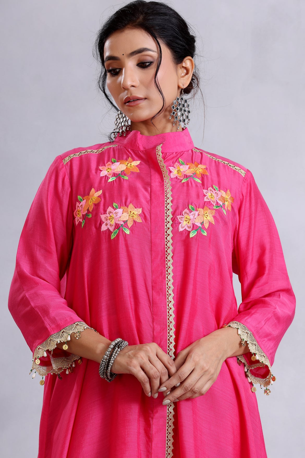 Fushcia kurta