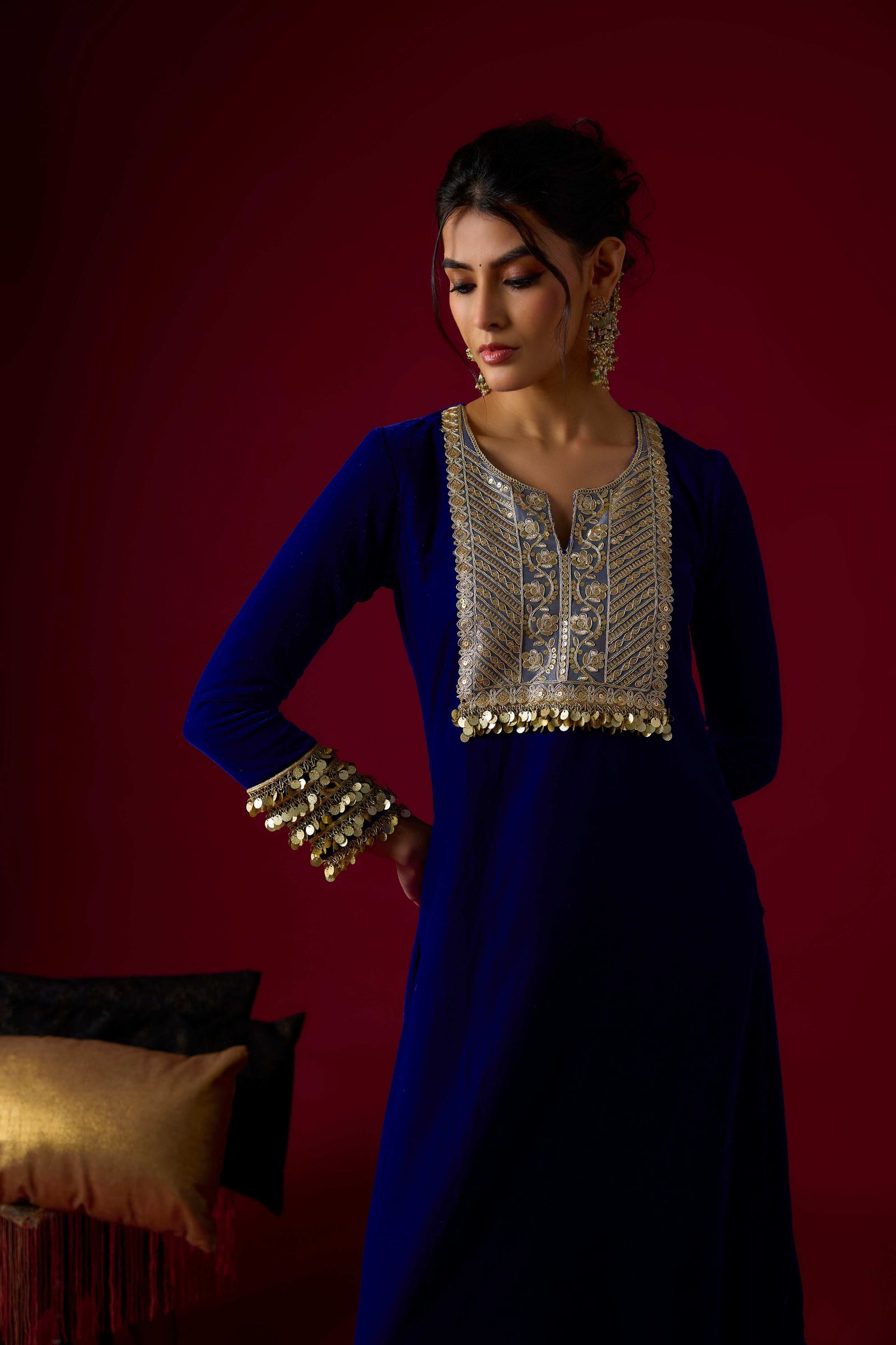 Majestic Blue Velvet Kaftan