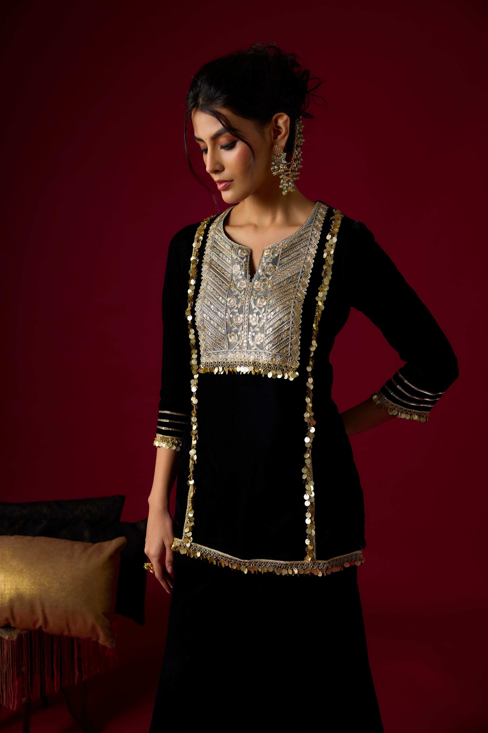 Black Velvet Gharara Set