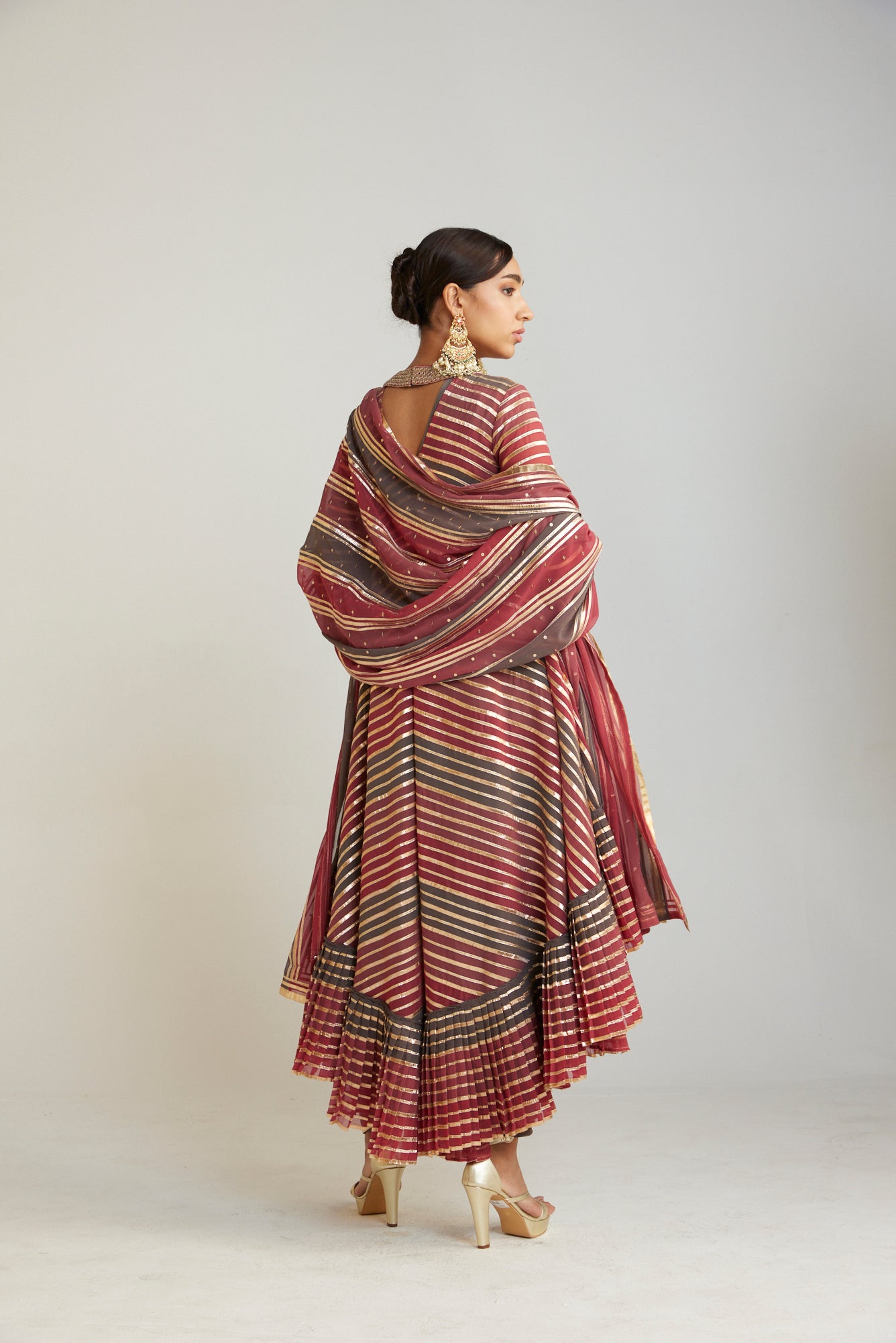 Charcoal Grey Round Neck Asymmetrical Kurta Dhoti Set