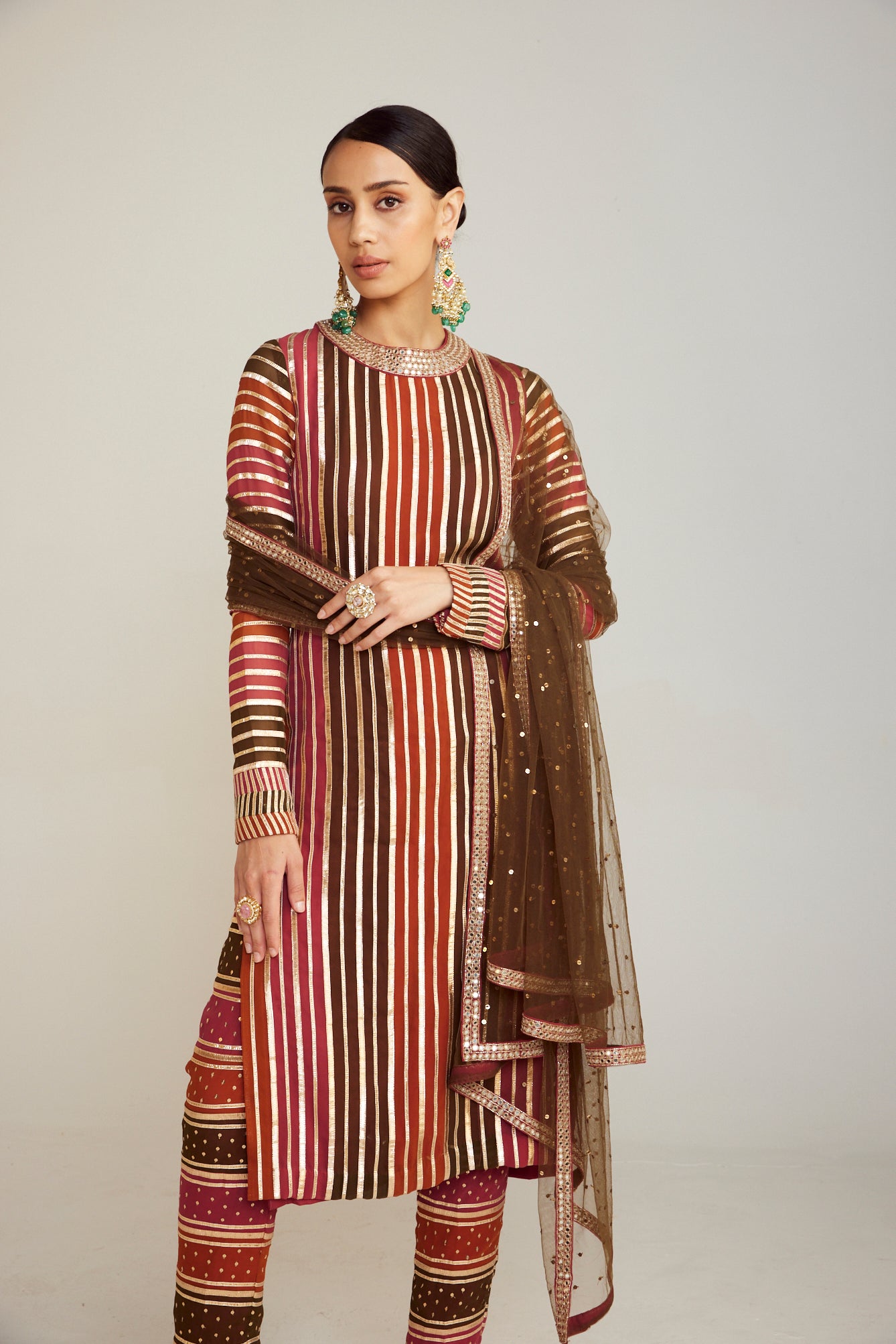 Olive Green Round Neck Straight Kurta Pant Set