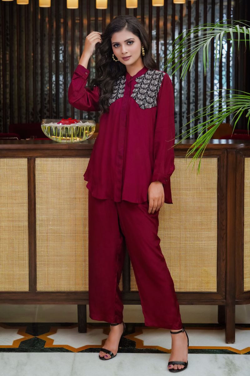 Red Set Hand Embroidery Black Resham Embroidery Set