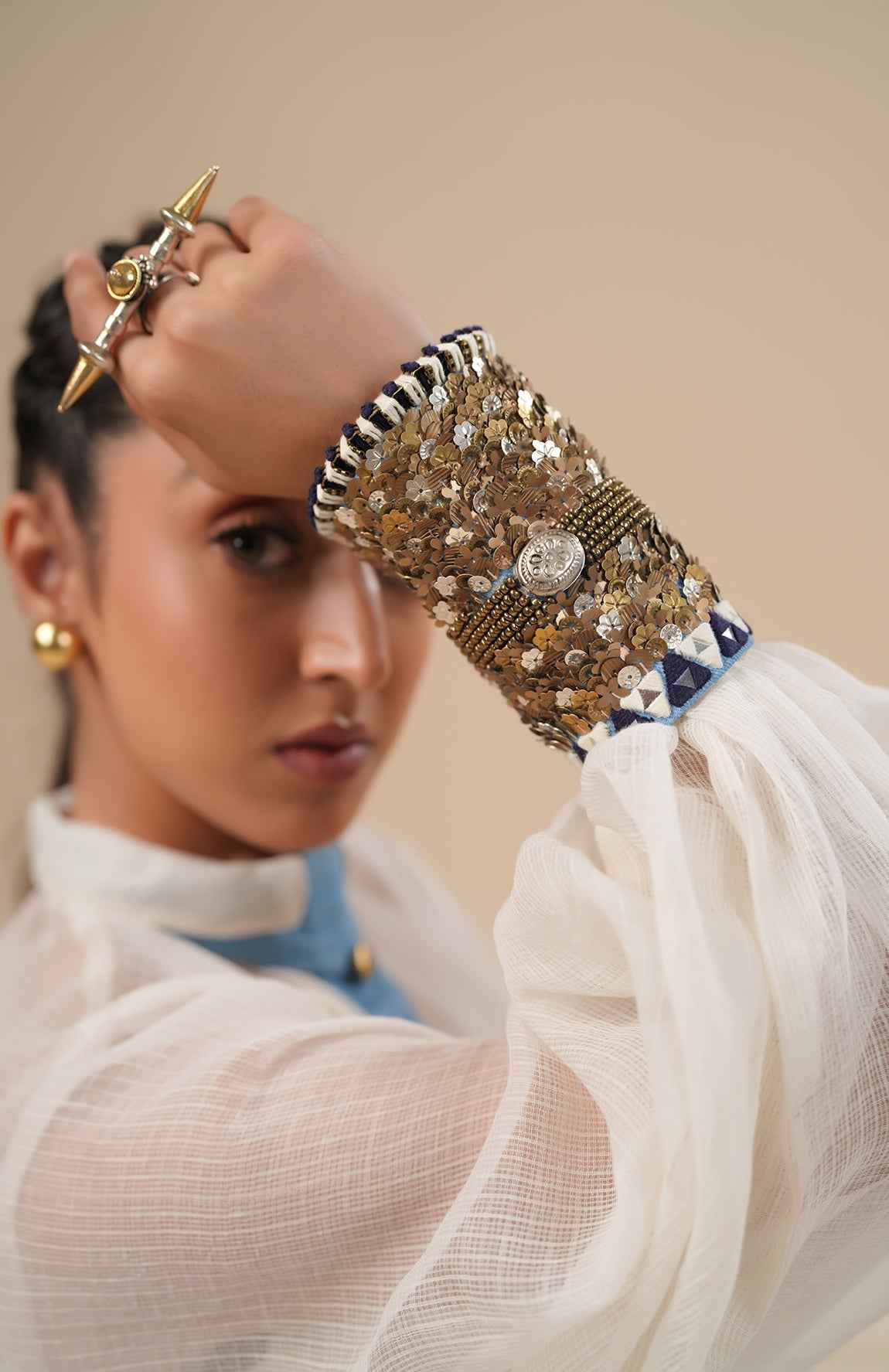 Denim Embellished Cuff