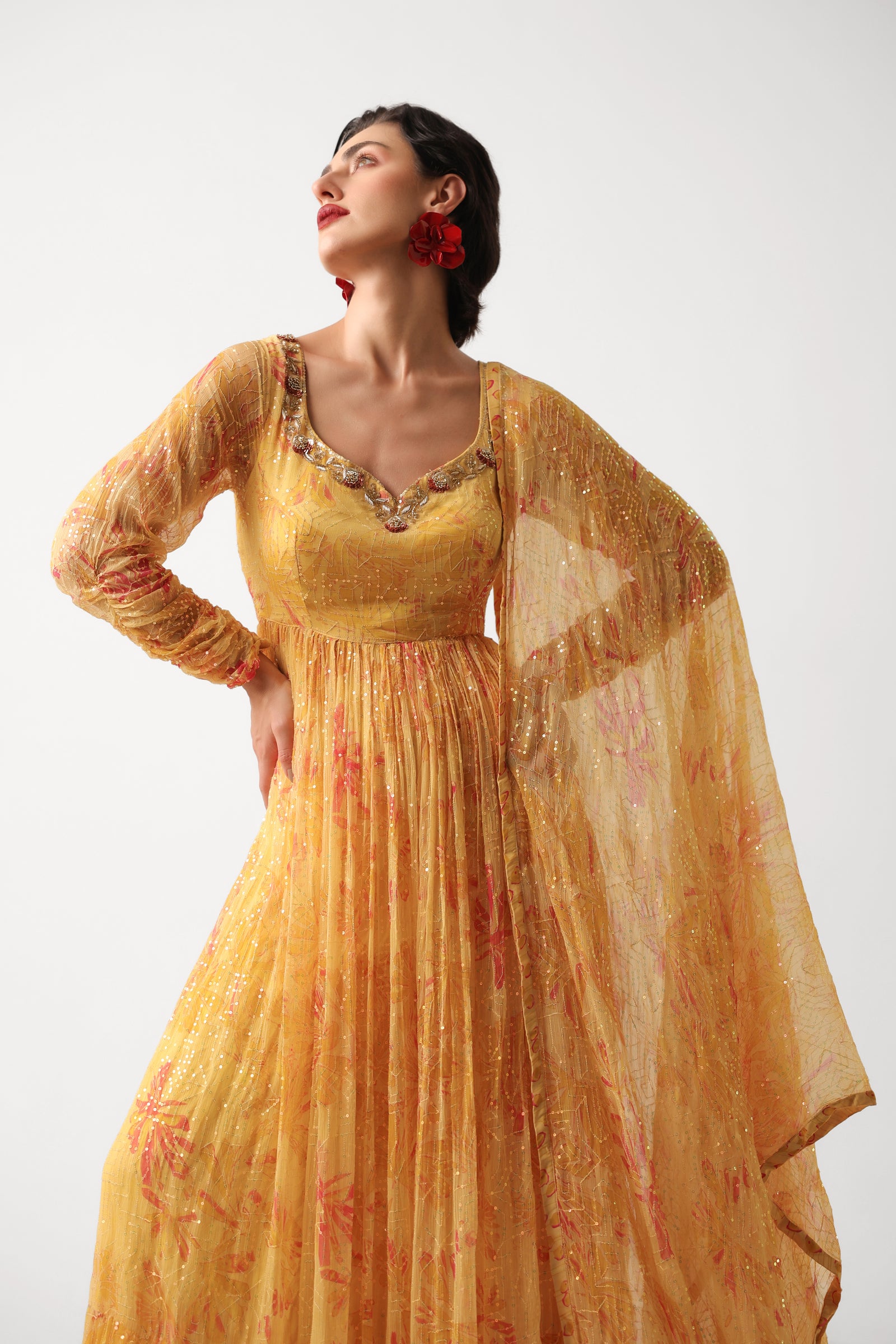 Kasundi Anarkali Set